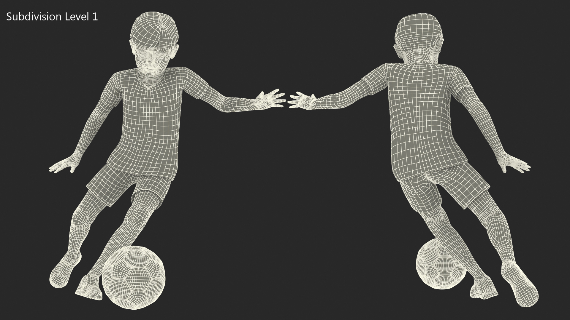 3D Child Boy With Ball Sport Style