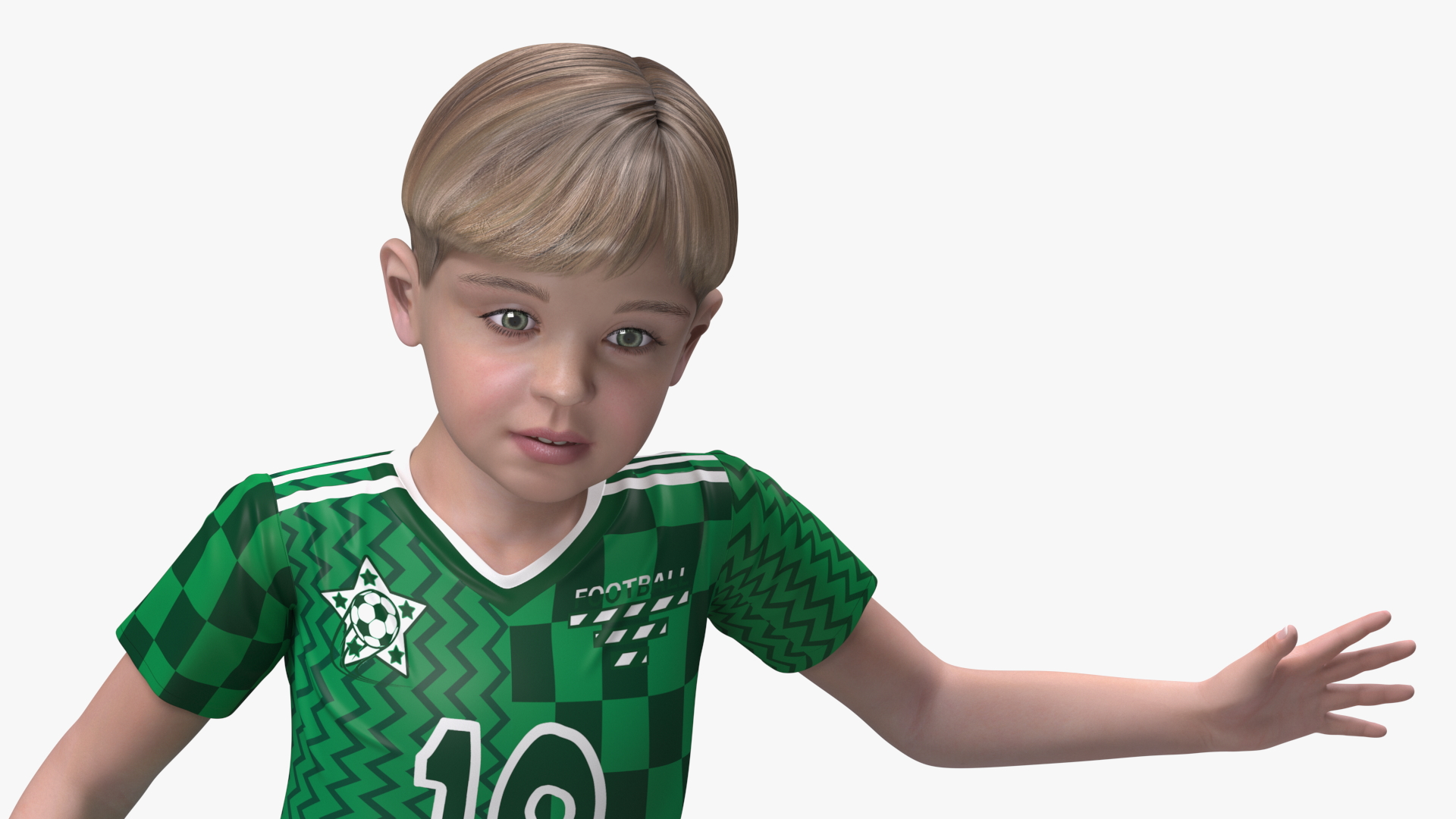 3D Child Boy With Ball Sport Style