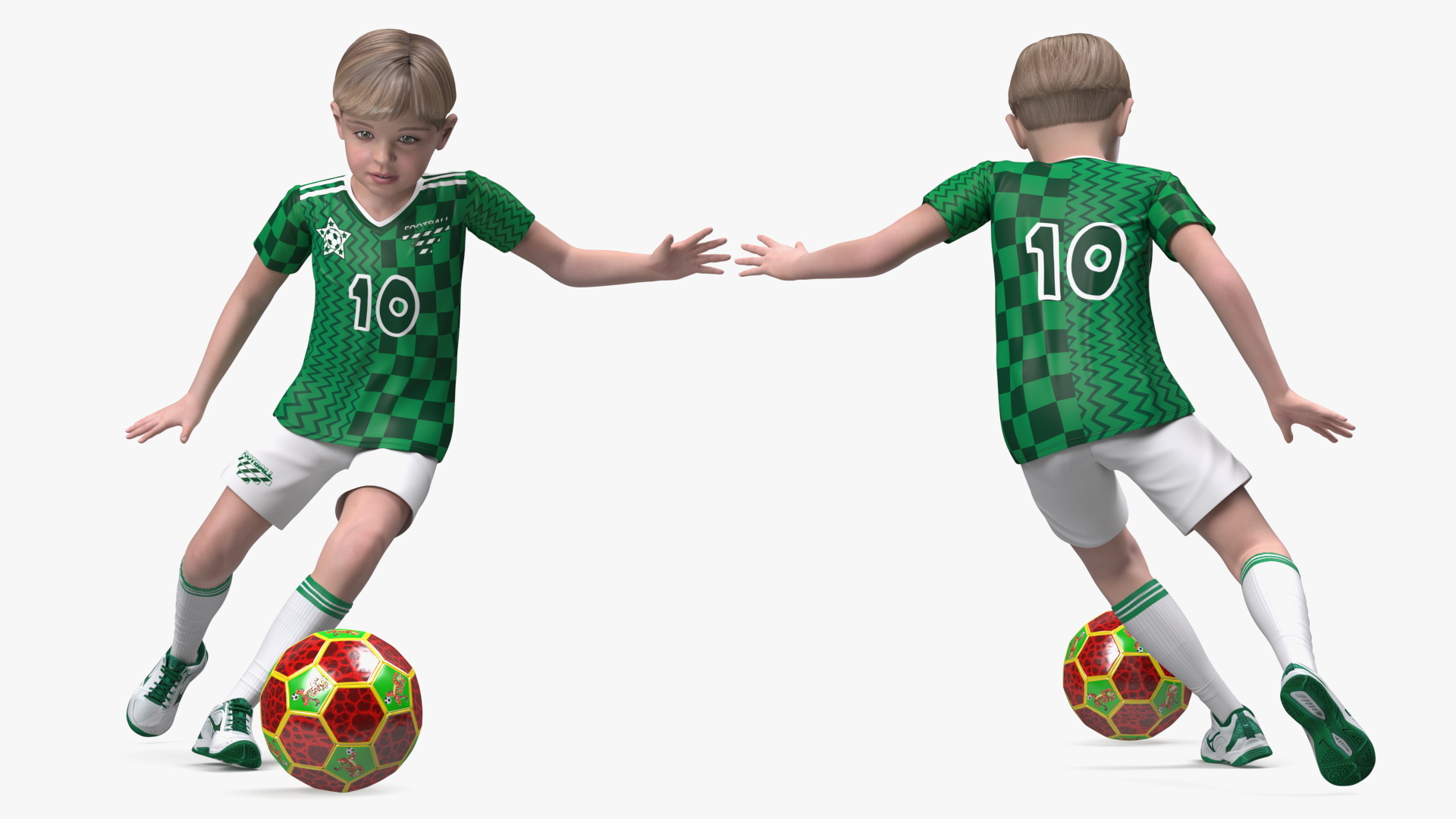 3D Child Boy With Ball Sport Style