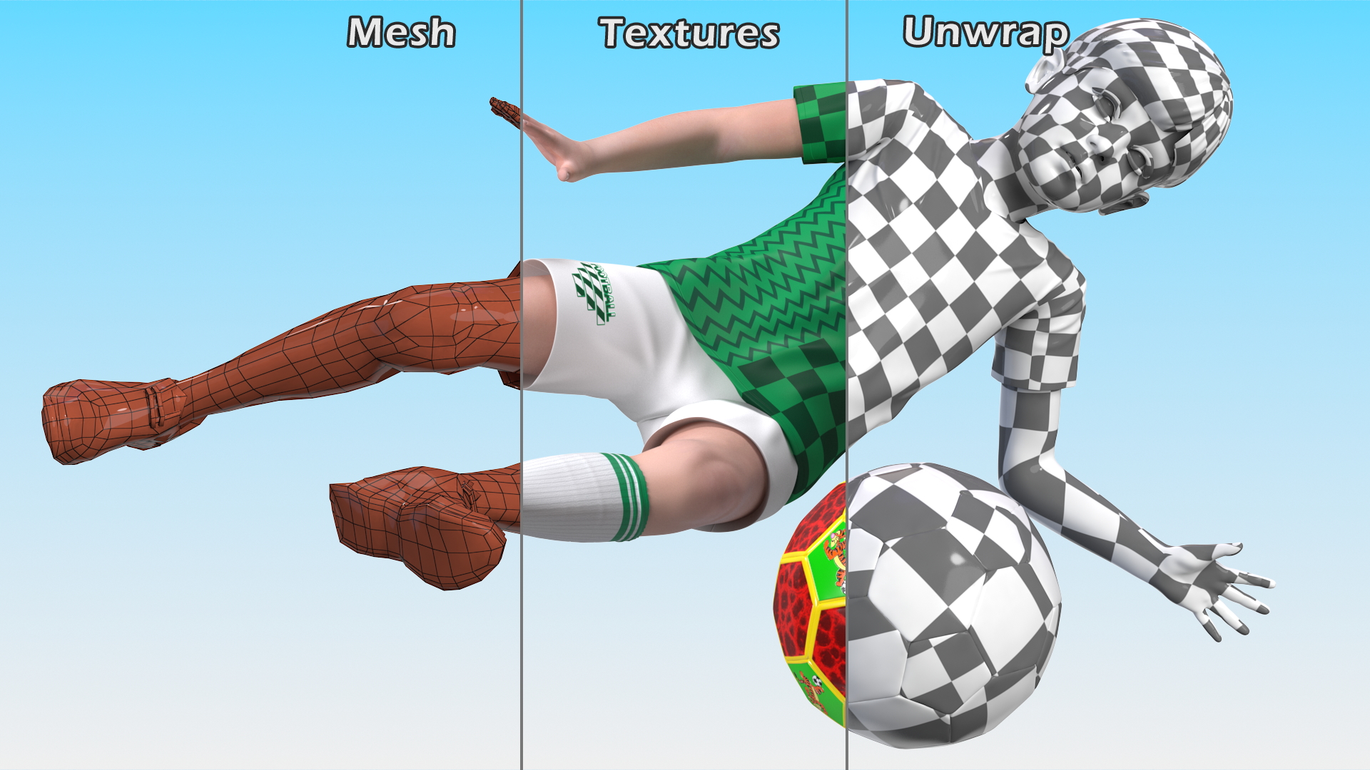3D Child Boy With Ball Sport Style