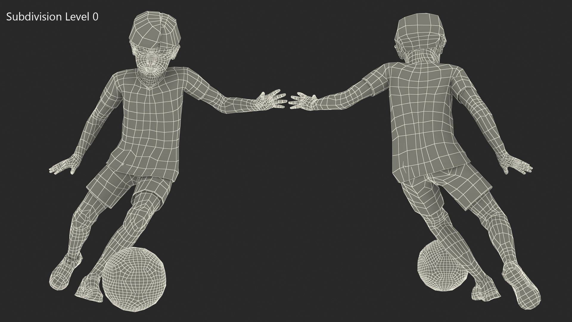 3D Child Boy With Ball Sport Style