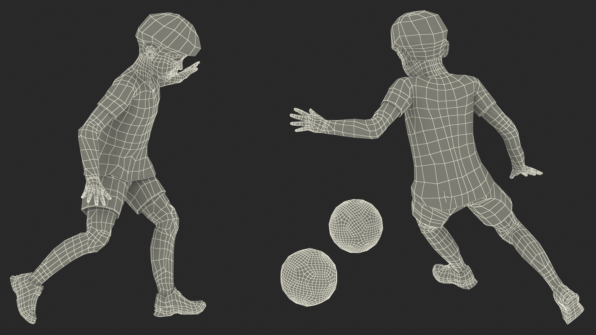3D Child Boy With Ball Sport Style