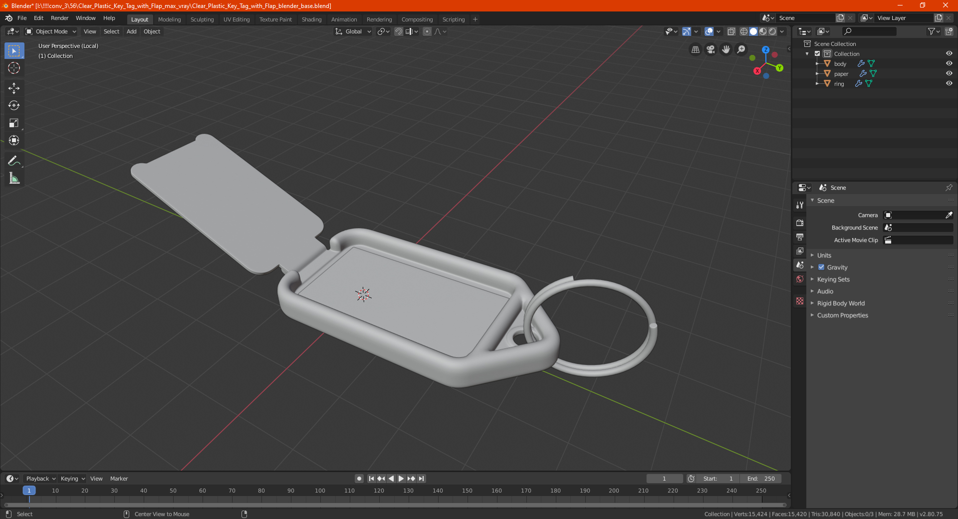 3D Clear Plastic Key Tag with Flap