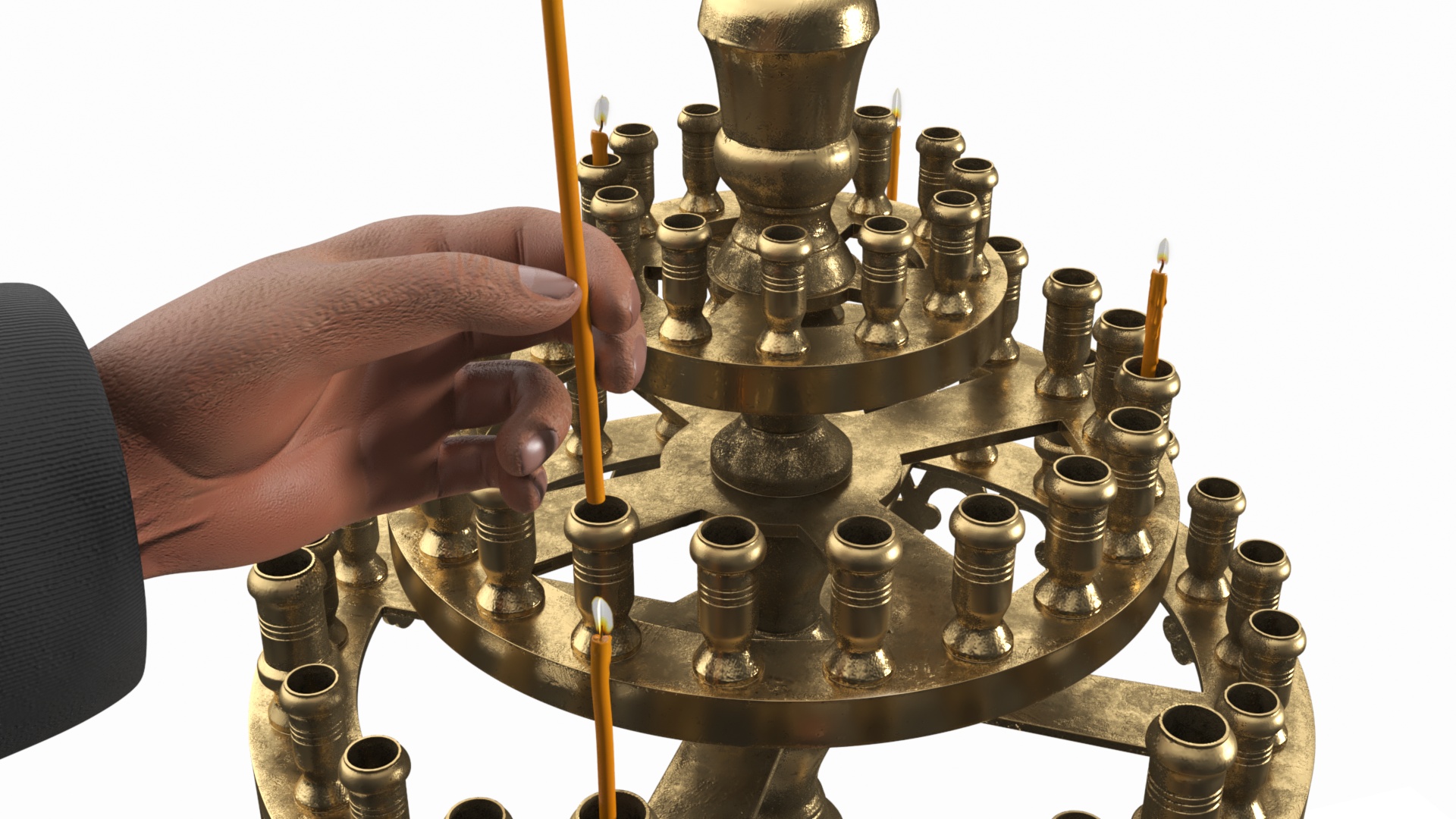 3D Priest with Church Candlestick Stand