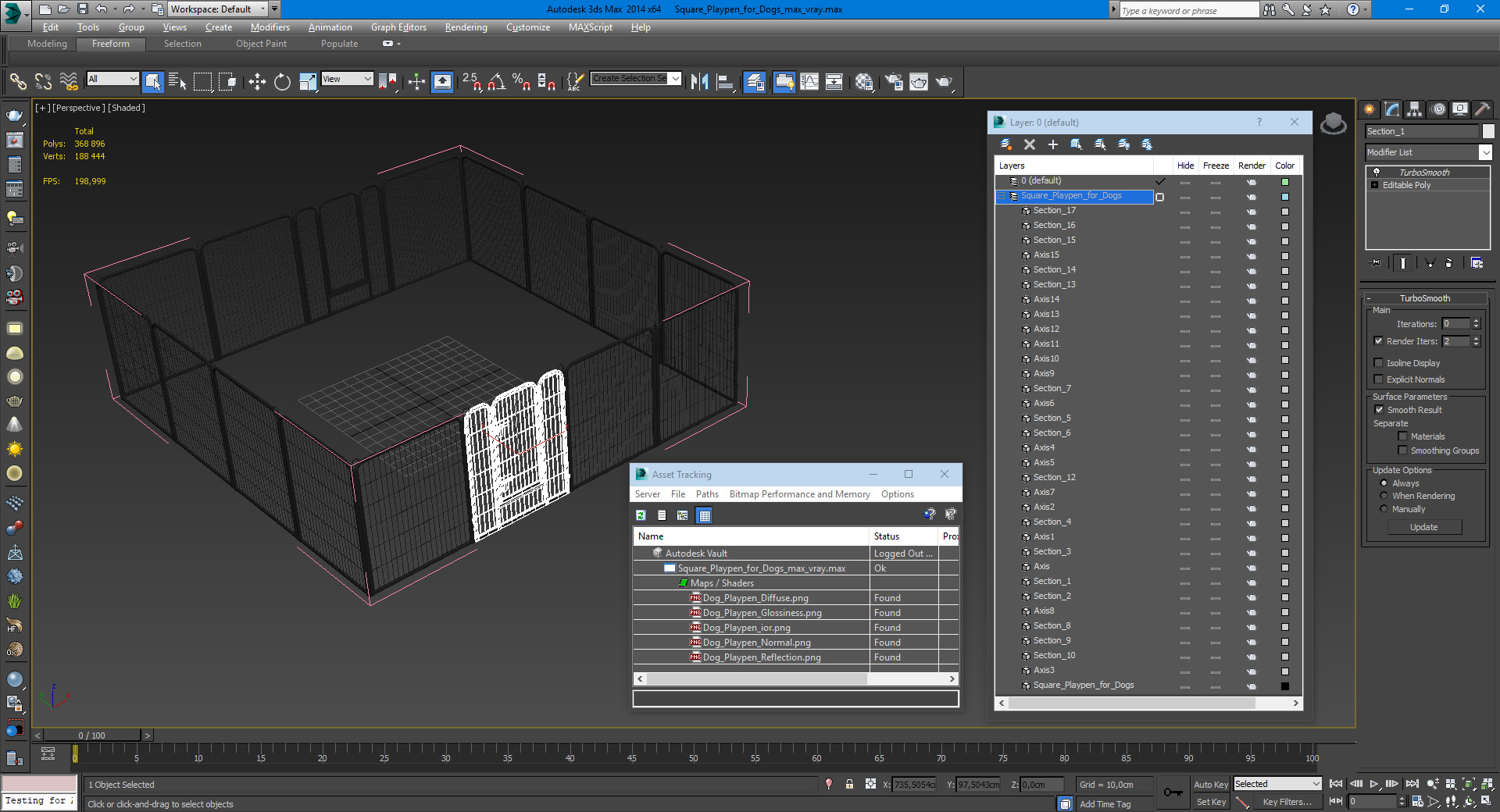 3D Square Playpen for Dogs model
