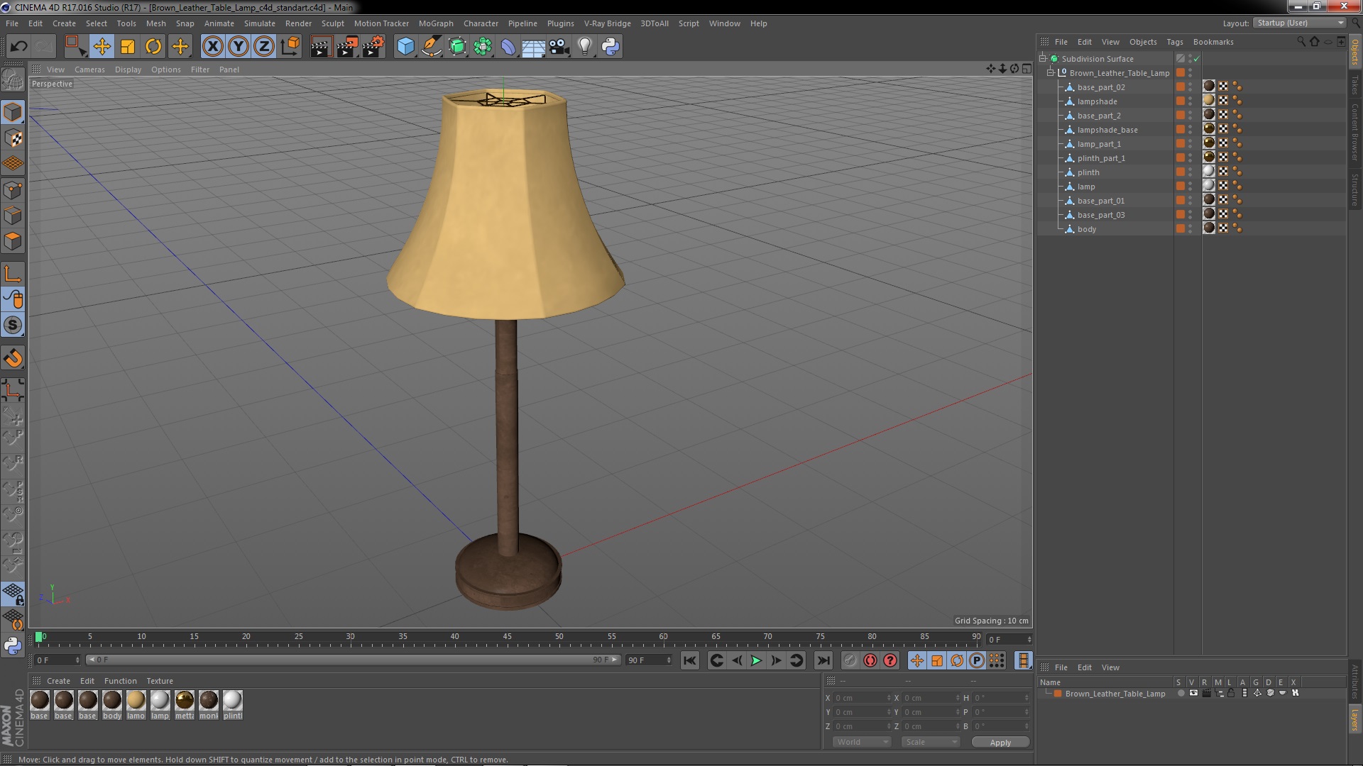 Brown Leather Table Lamp 3D model