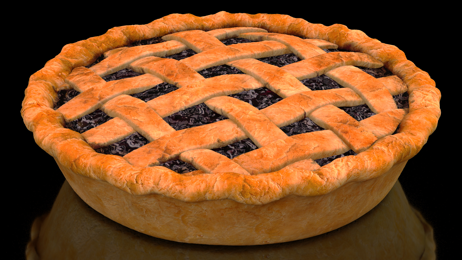 3D Blueberry Lattice Pie
