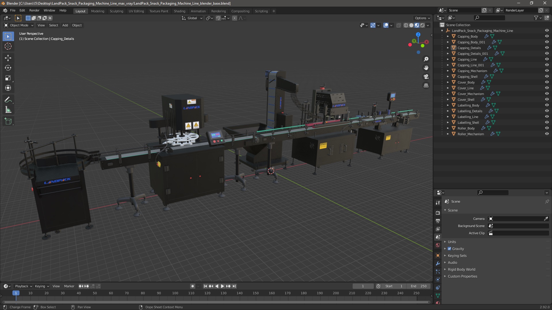 LandPack Snack Packaging Machine Line 3D