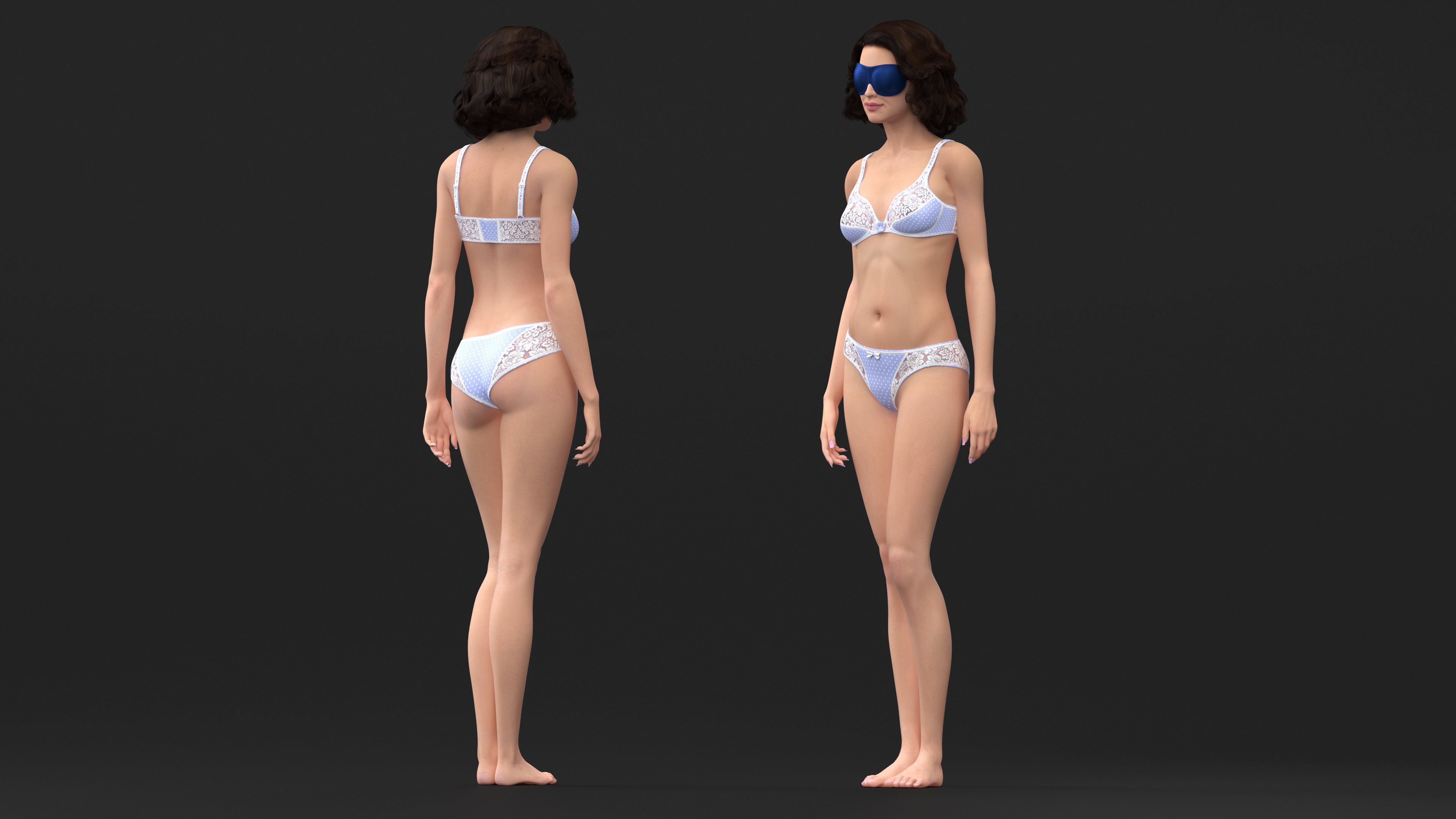 3D Woman with Sleep Mask Blue