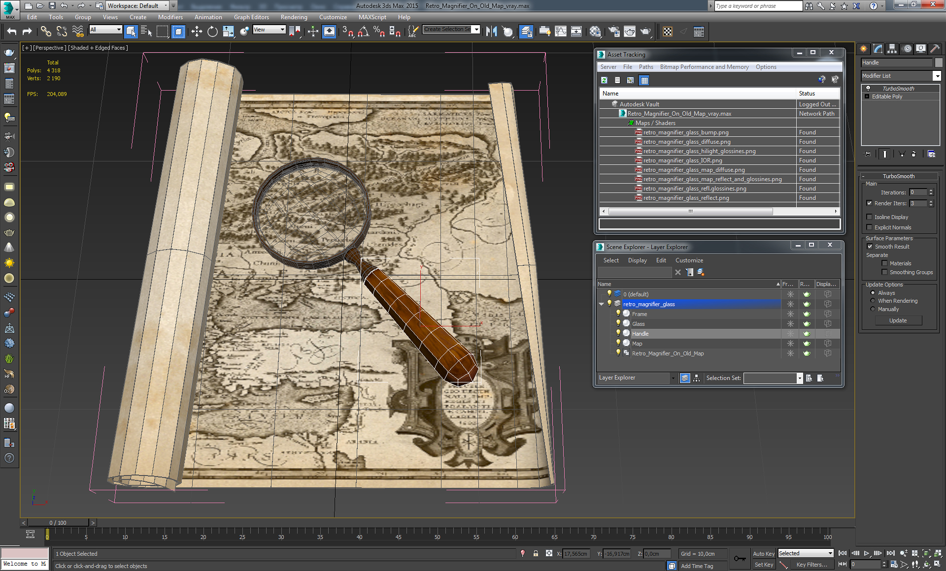 3D Retro Magnifier On Old Map