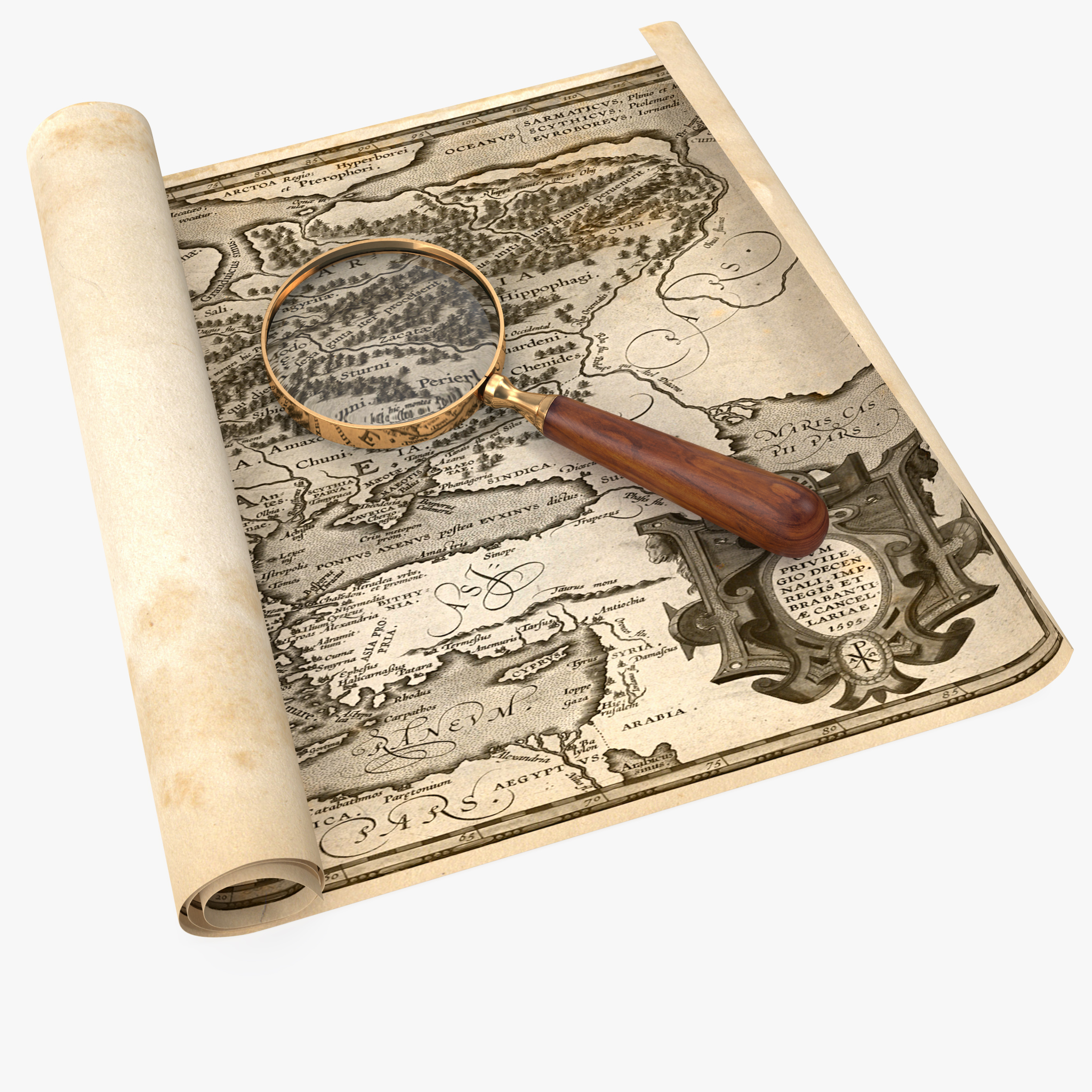 Retro Magnifier On Old Map