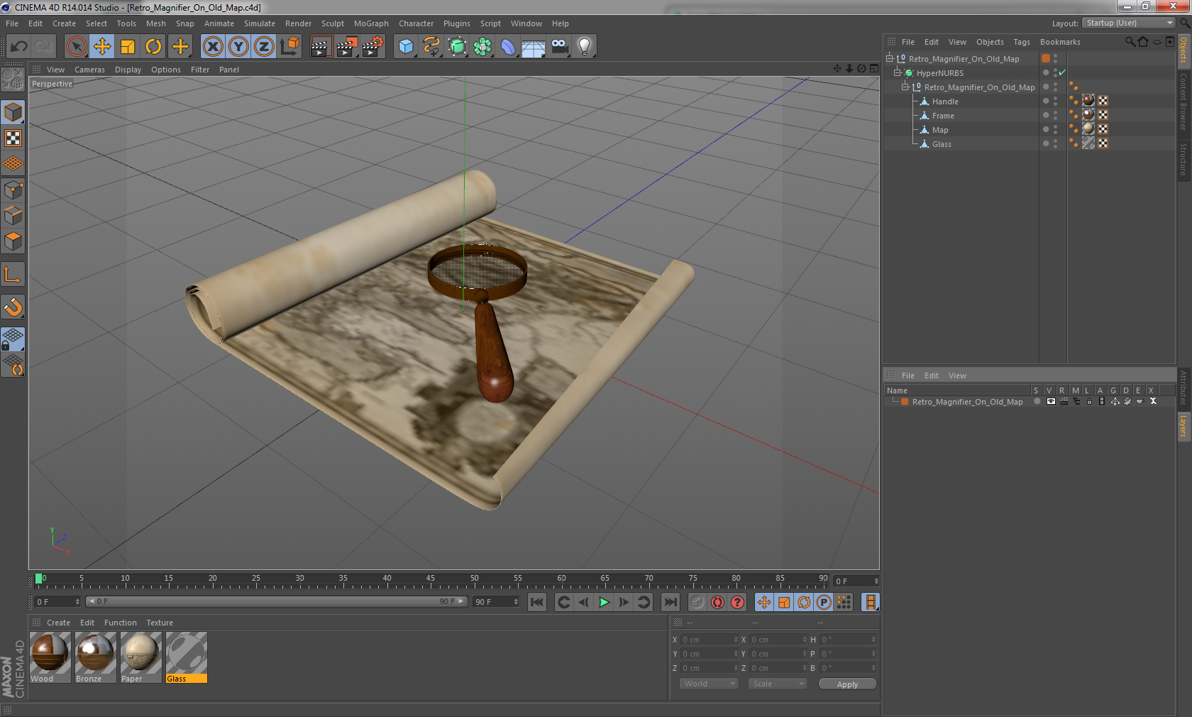 3D Retro Magnifier On Old Map