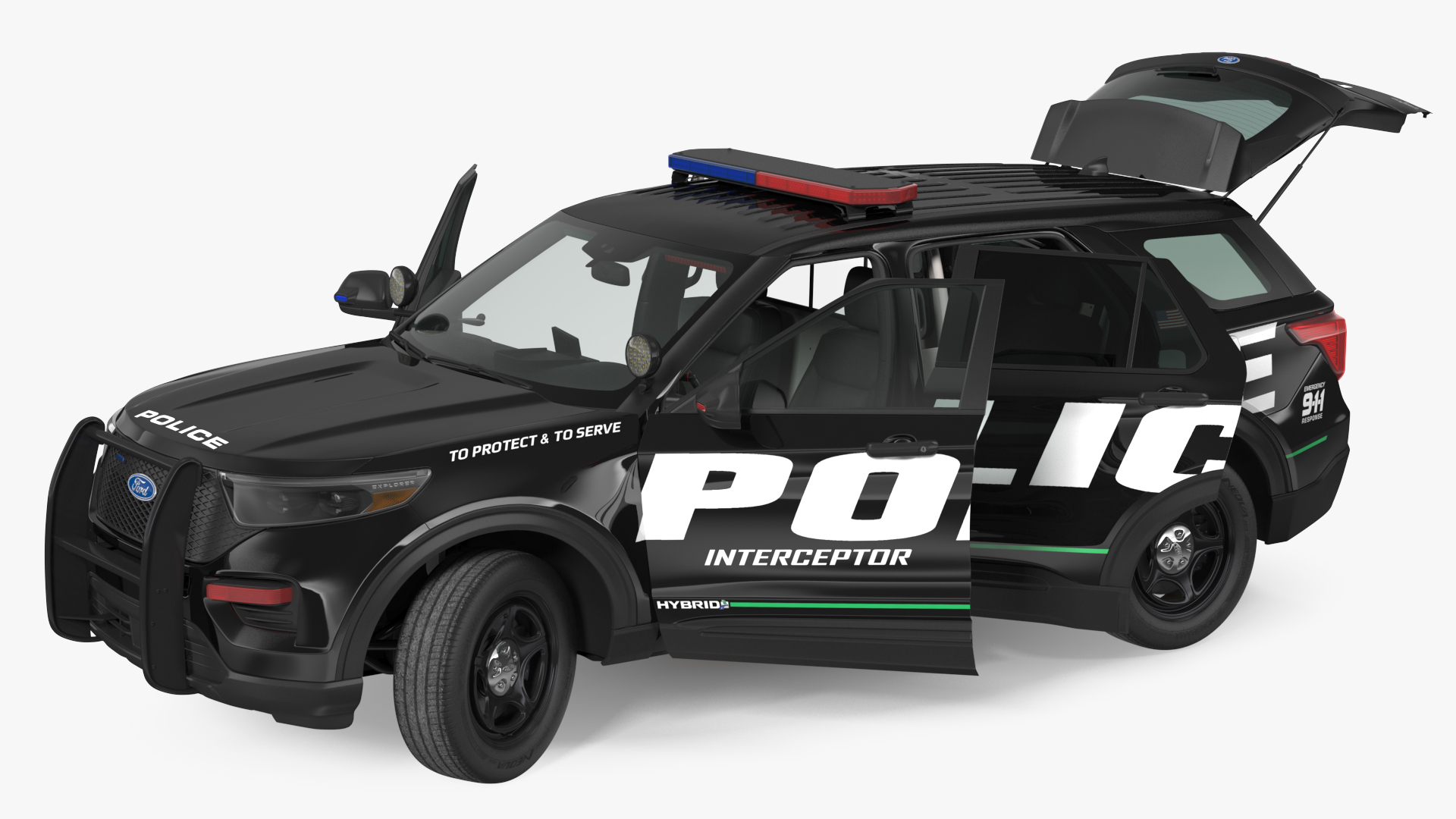 Ford Police Interceptor Utility Hybrid AWD Rigged 3D model