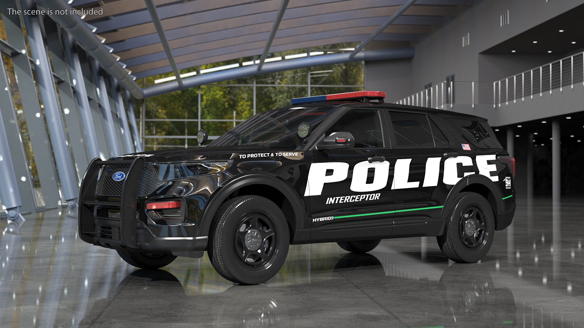 Ford Police Interceptor Utility Hybrid AWD Rigged 3D model