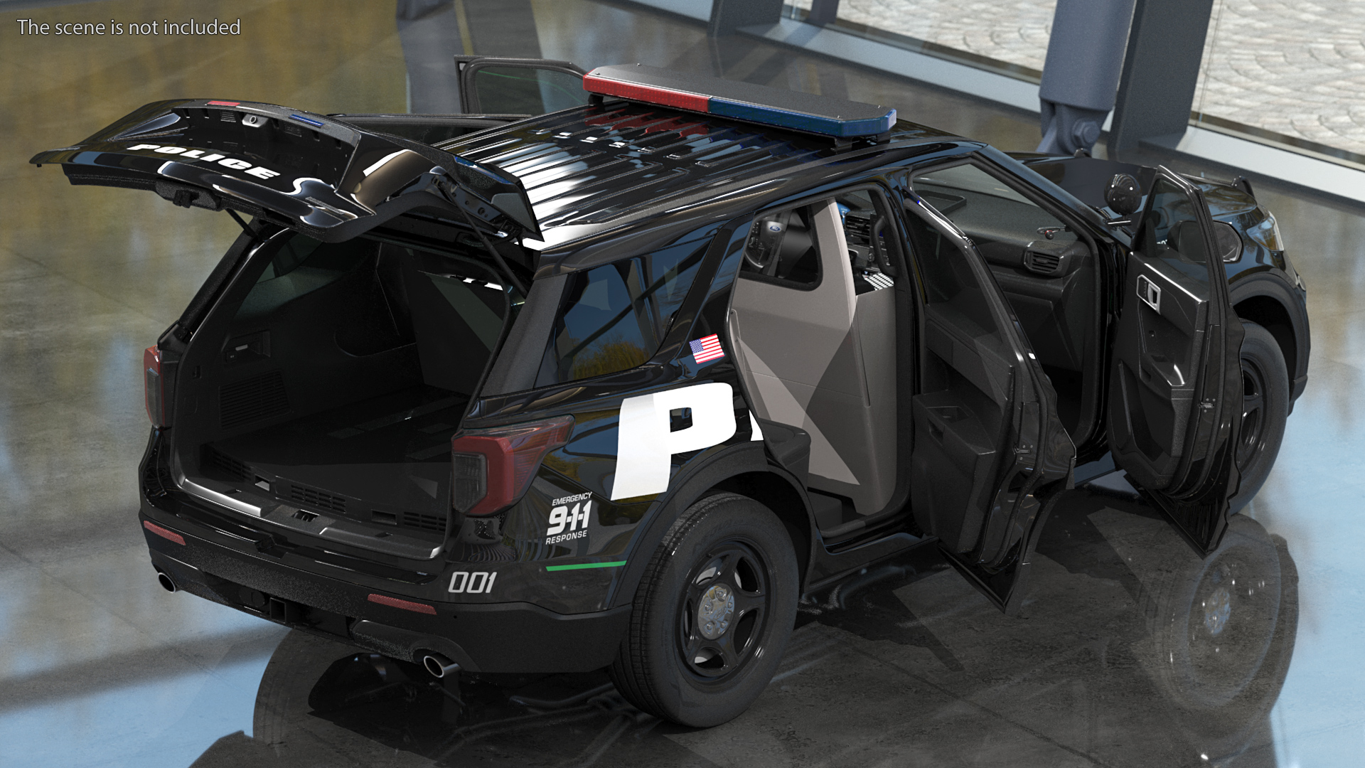 Ford Police Interceptor Utility Hybrid AWD Rigged 3D model
