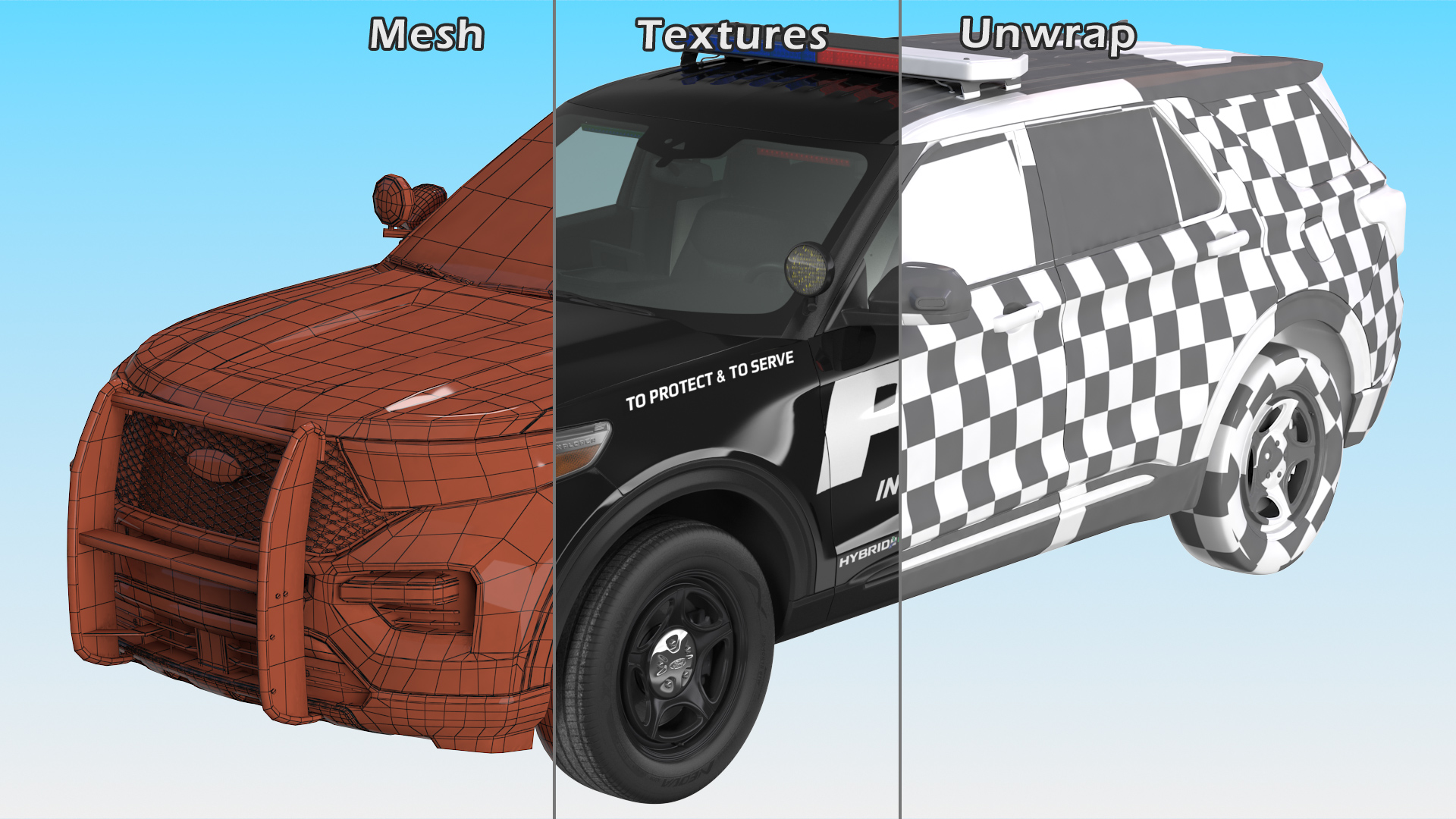 Ford Police Interceptor Utility Hybrid AWD Rigged 3D model