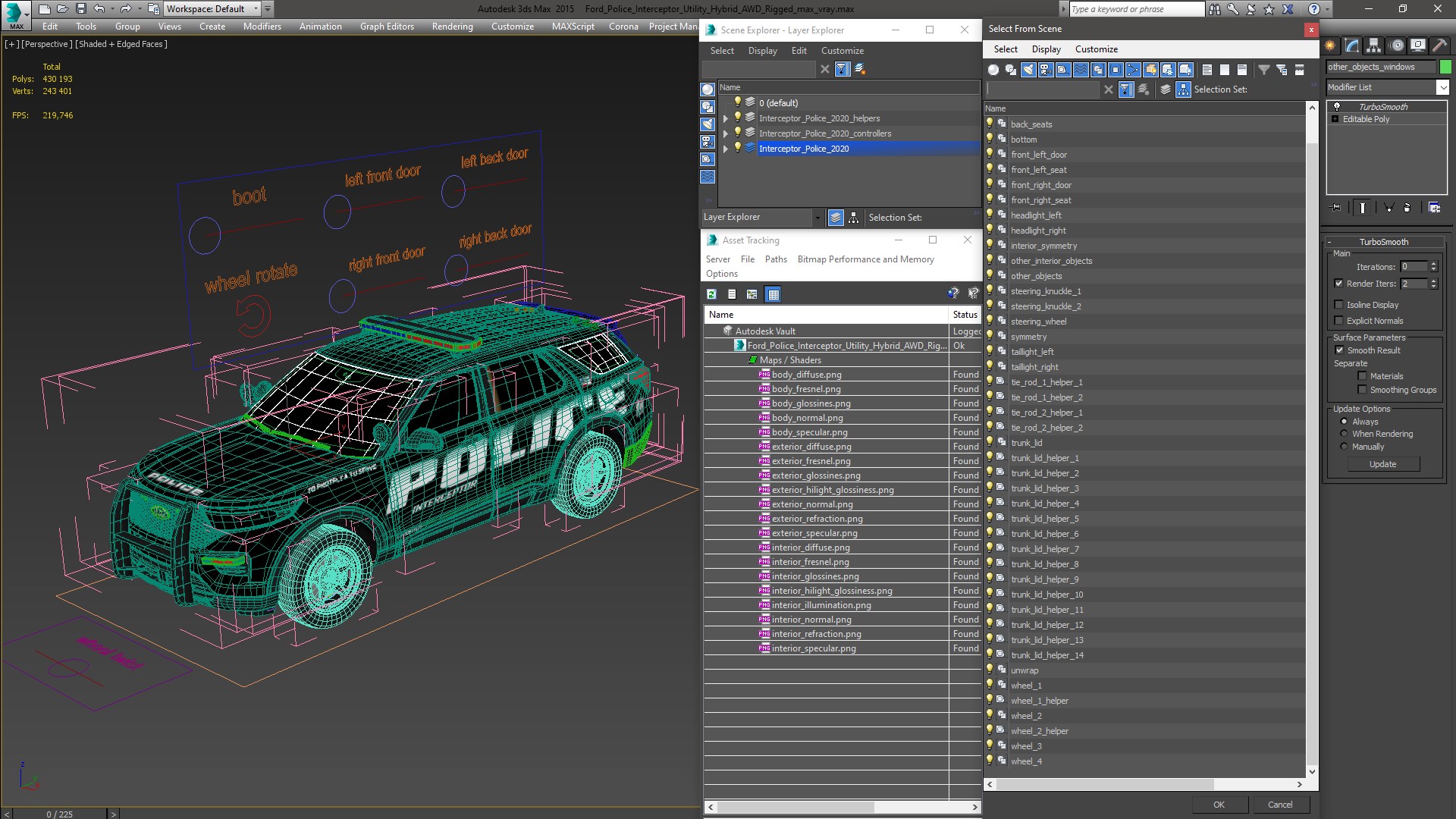 Ford Police Interceptor Utility Hybrid AWD Rigged 3D model