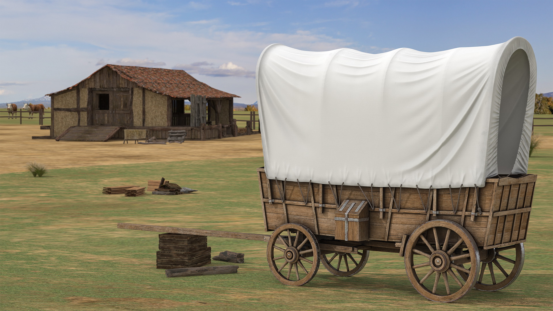 3D Covered Wagon model