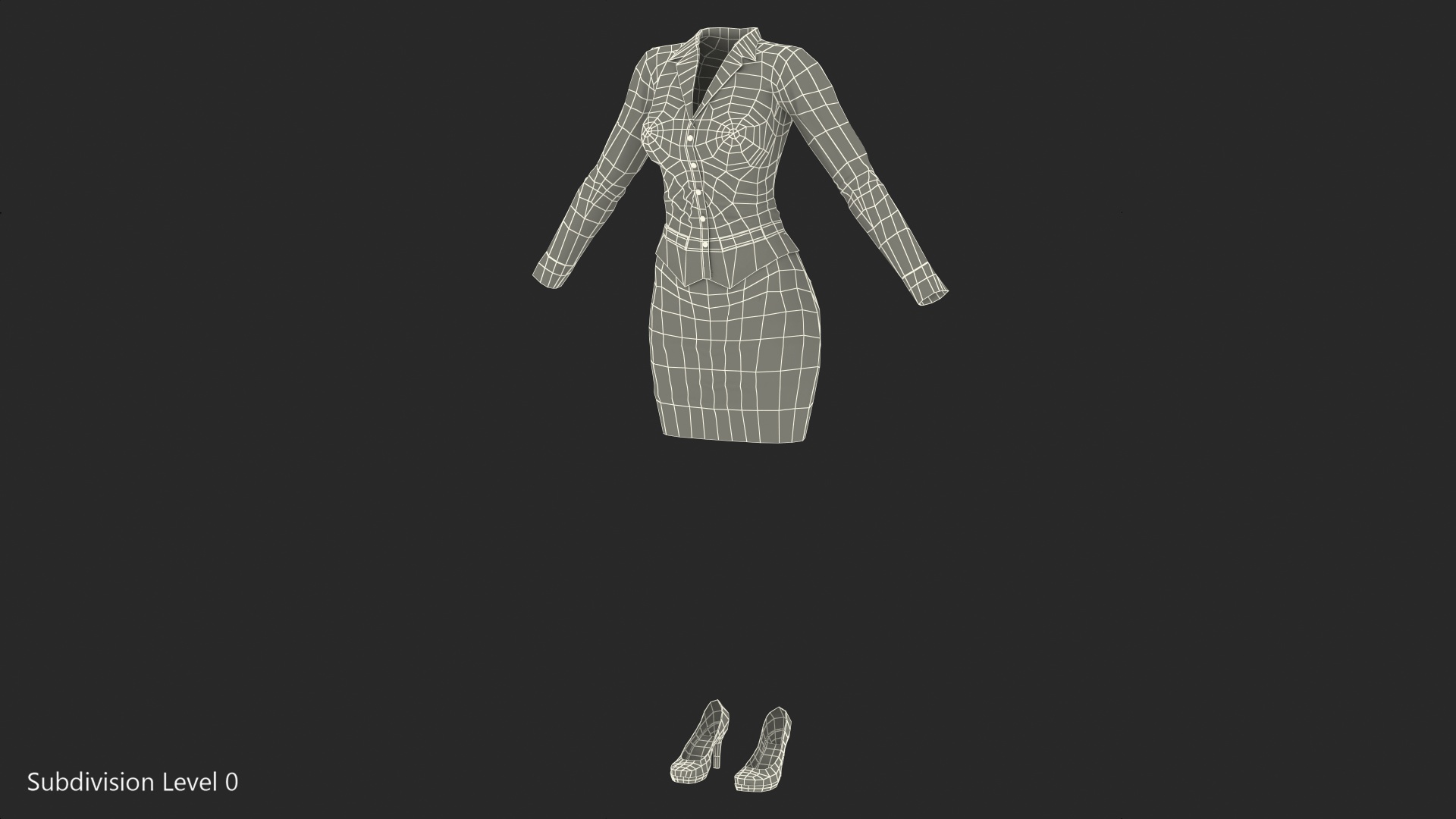 3D model Girl Office Clothes with Shoes