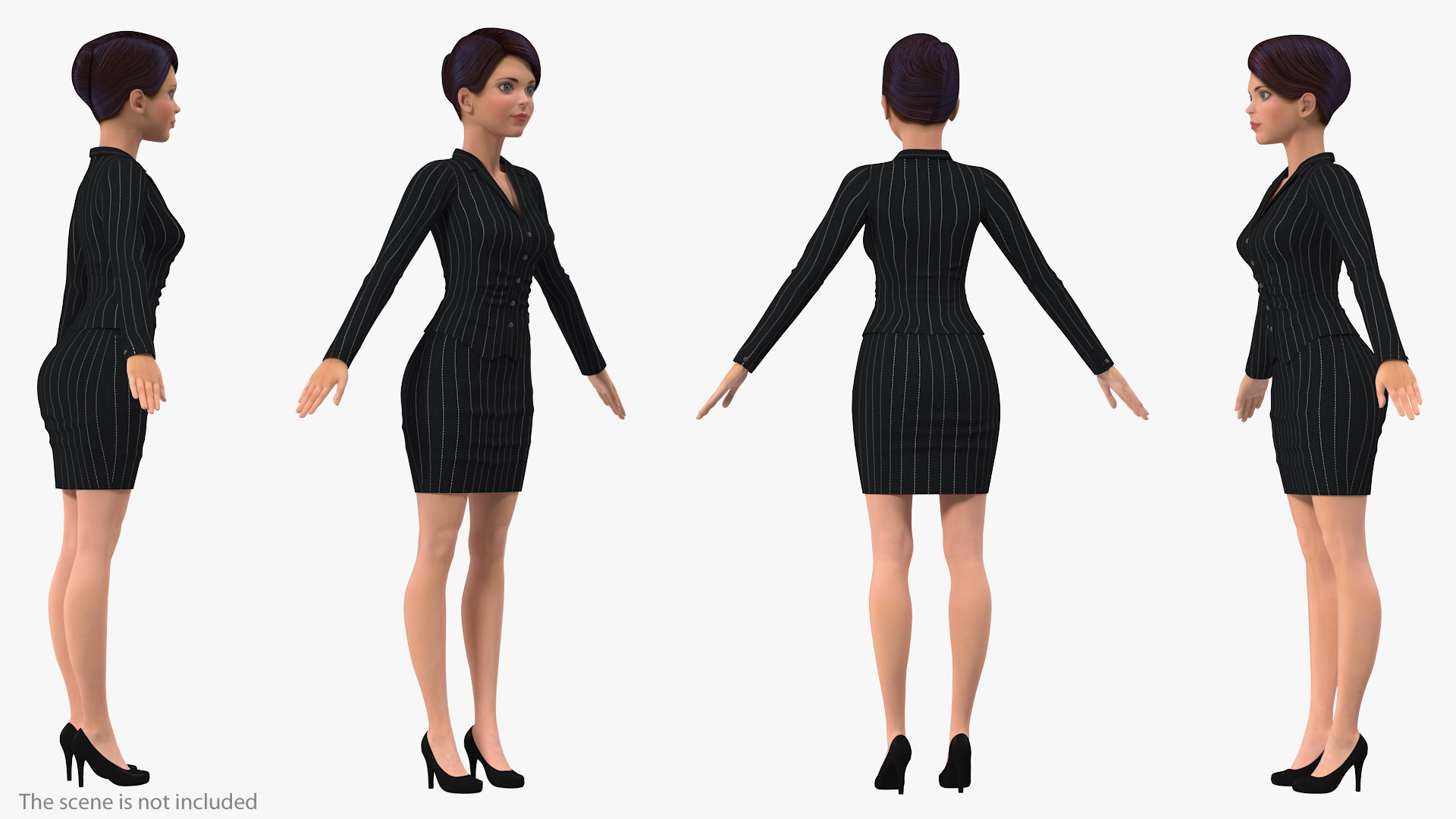 3D model Girl Office Clothes with Shoes