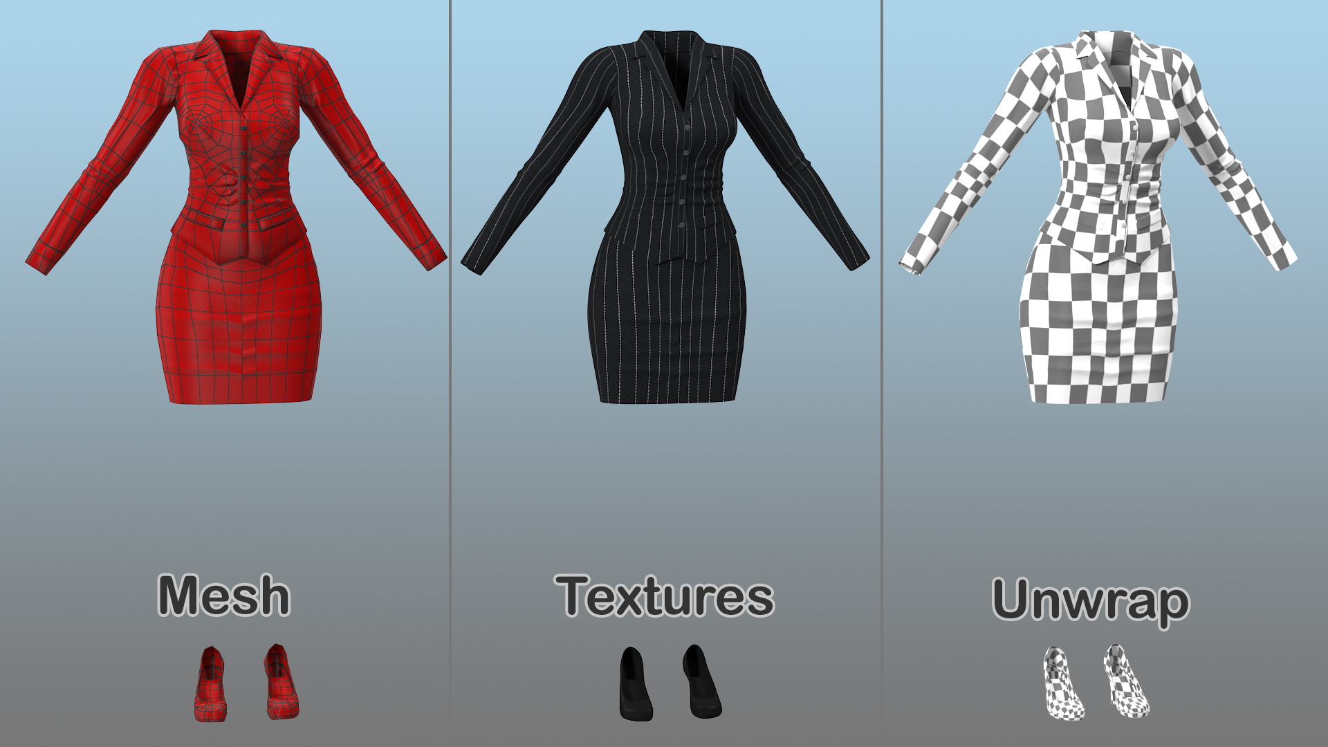 3D model Girl Office Clothes with Shoes