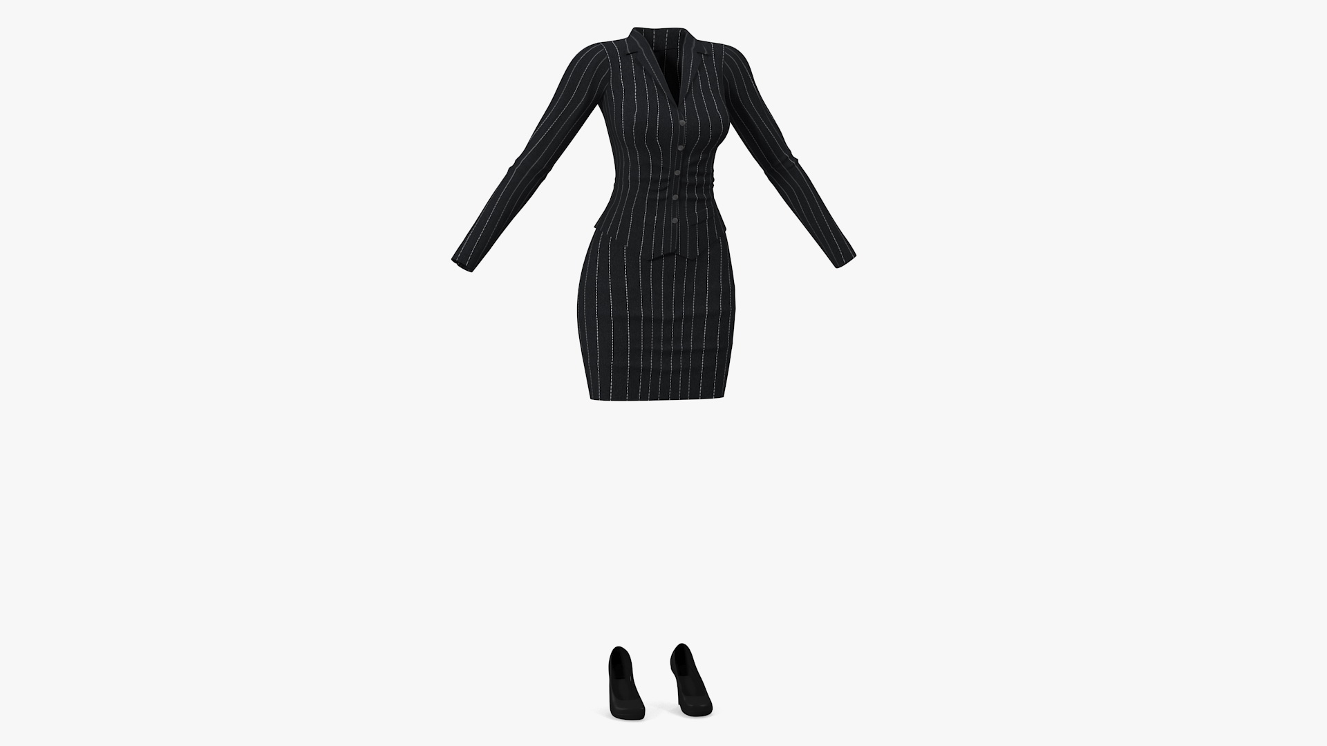 3D model Girl Office Clothes with Shoes
