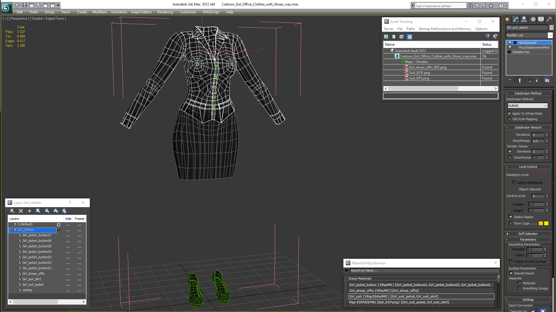 3D model Girl Office Clothes with Shoes