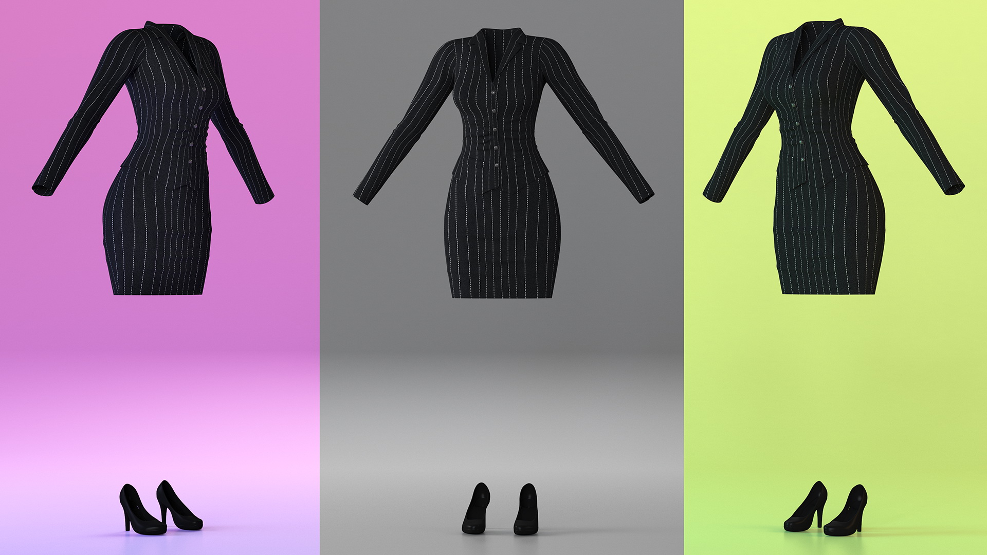 3D model Girl Office Clothes with Shoes