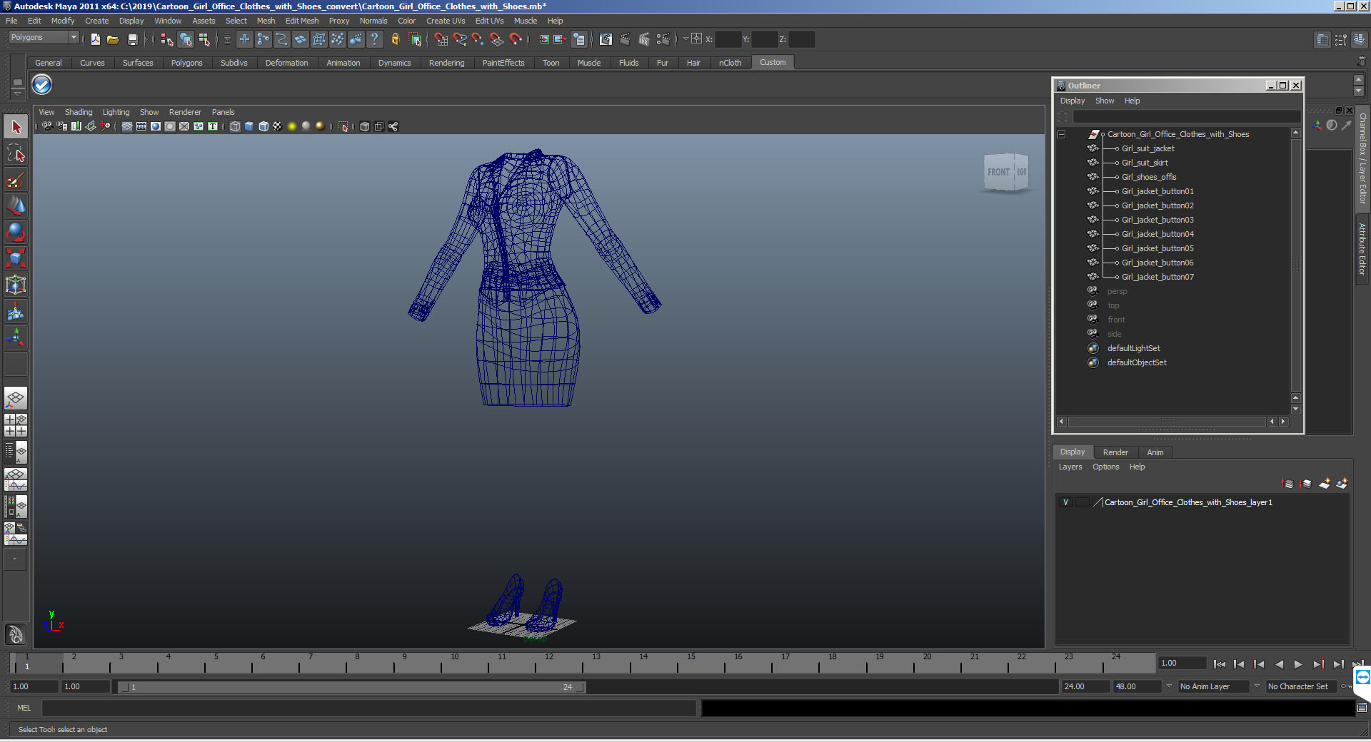 3D model Girl Office Clothes with Shoes