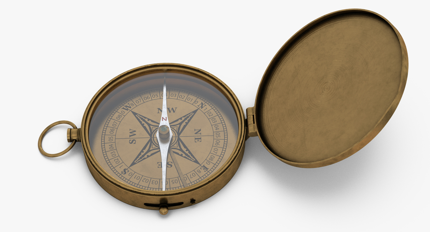 3D Antique Pocket Brass Compass model