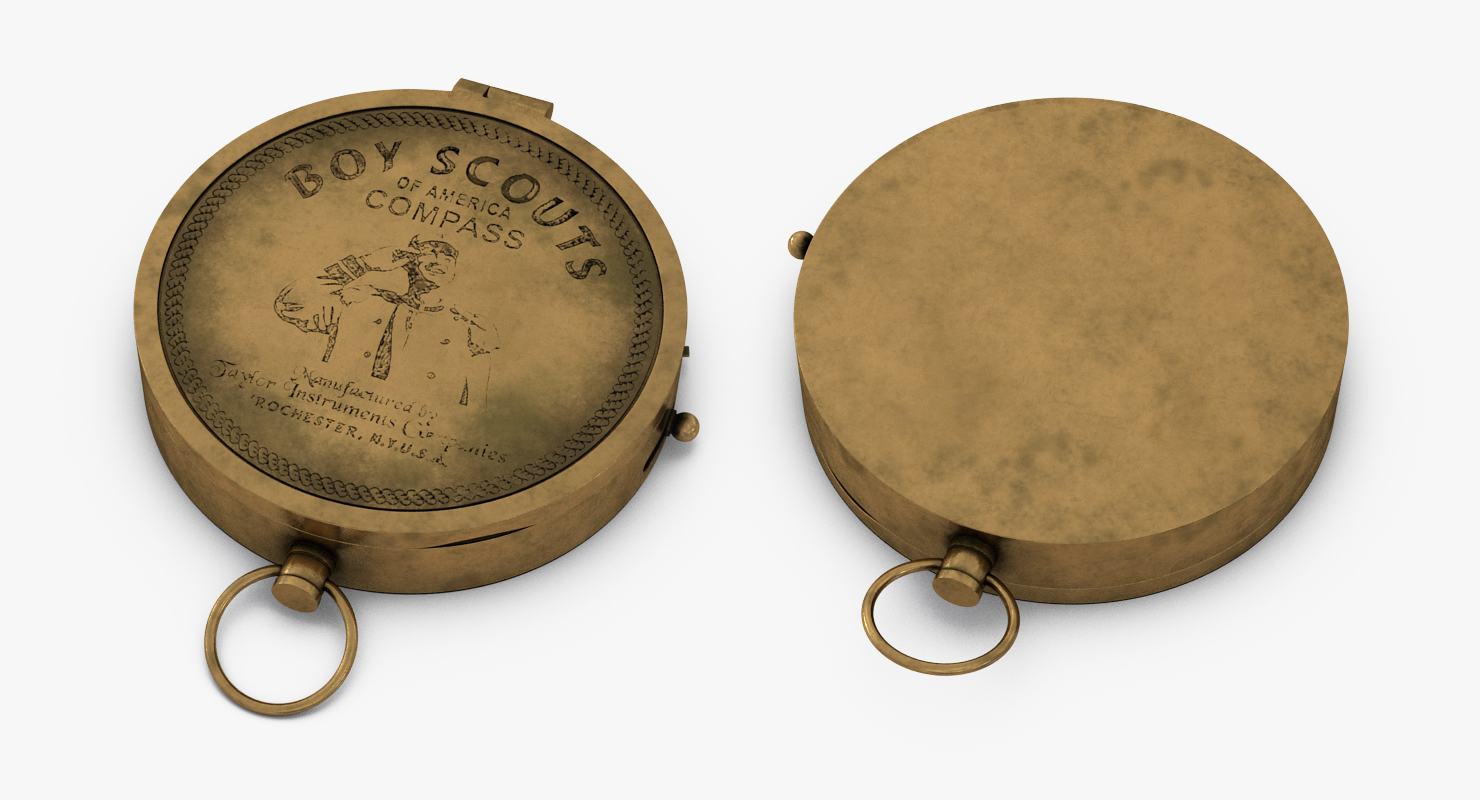 3D Antique Pocket Brass Compass model