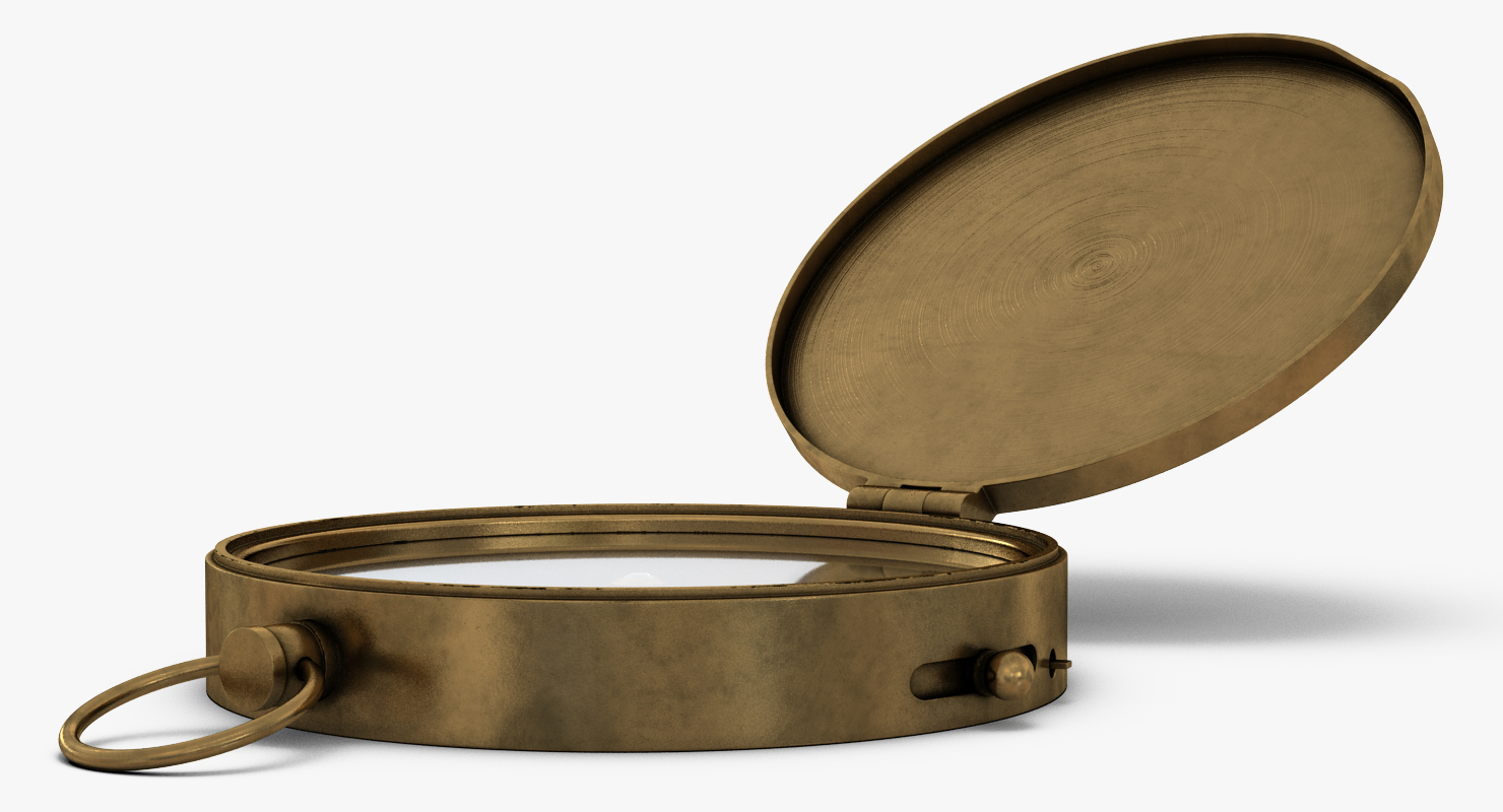 3D Antique Pocket Brass Compass model