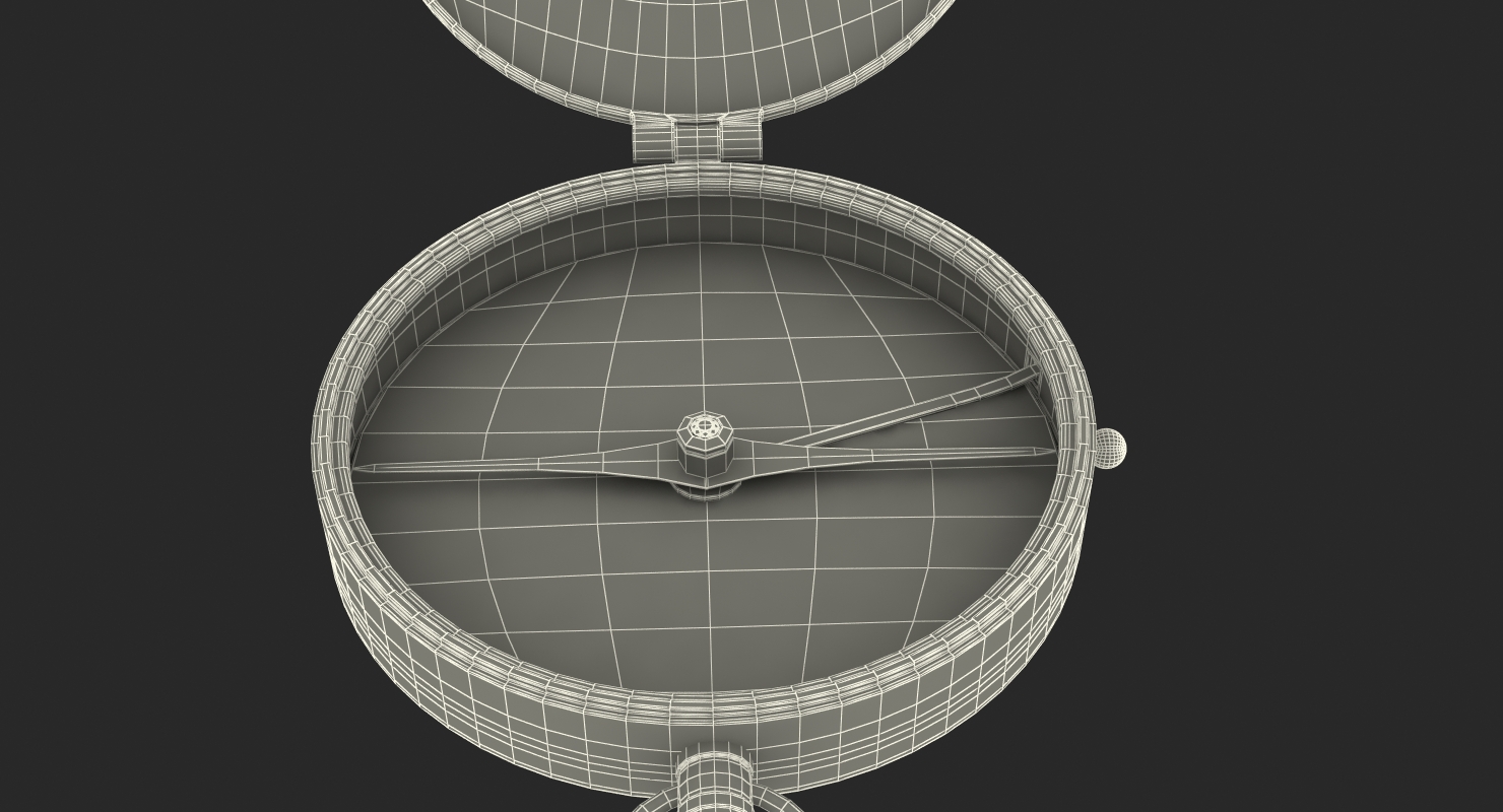 3D Antique Pocket Brass Compass model