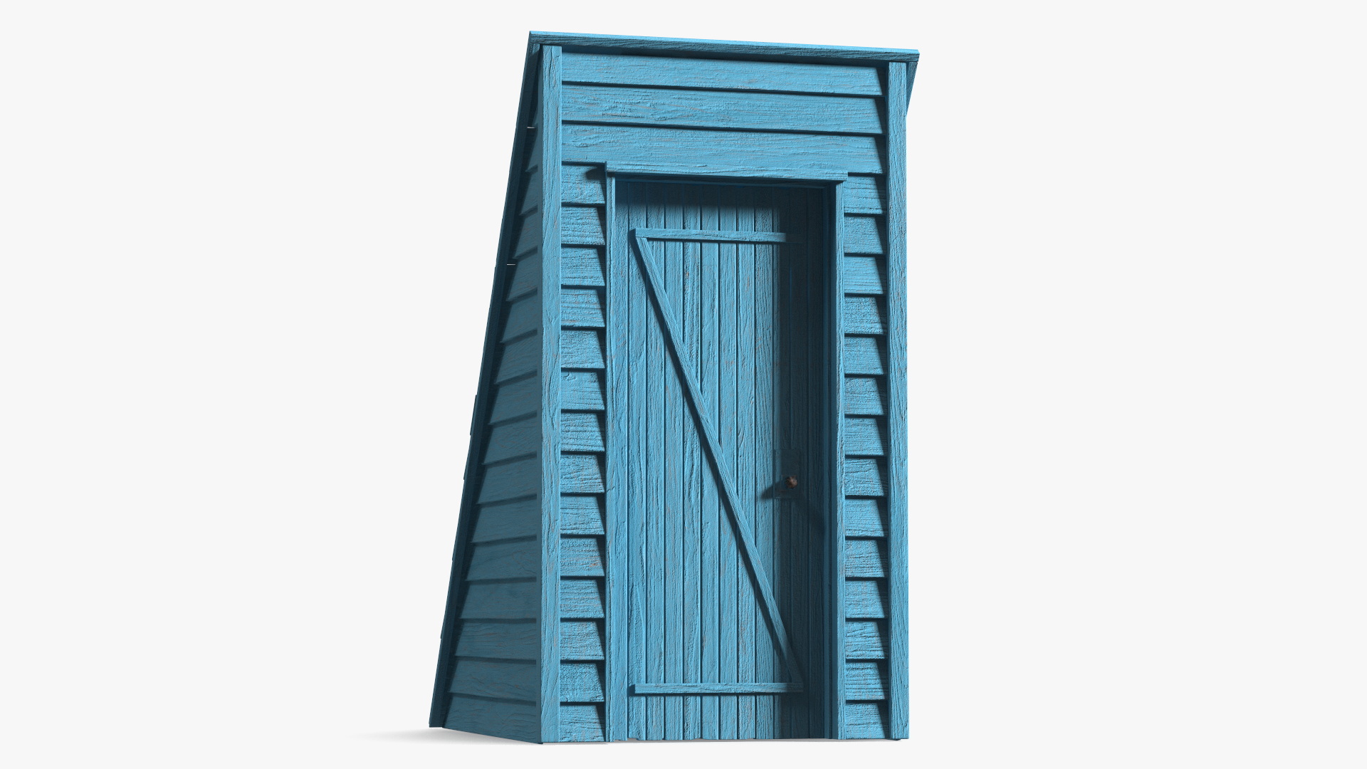 3D Vintage Wooden Rooftop Stair Exit Blue model