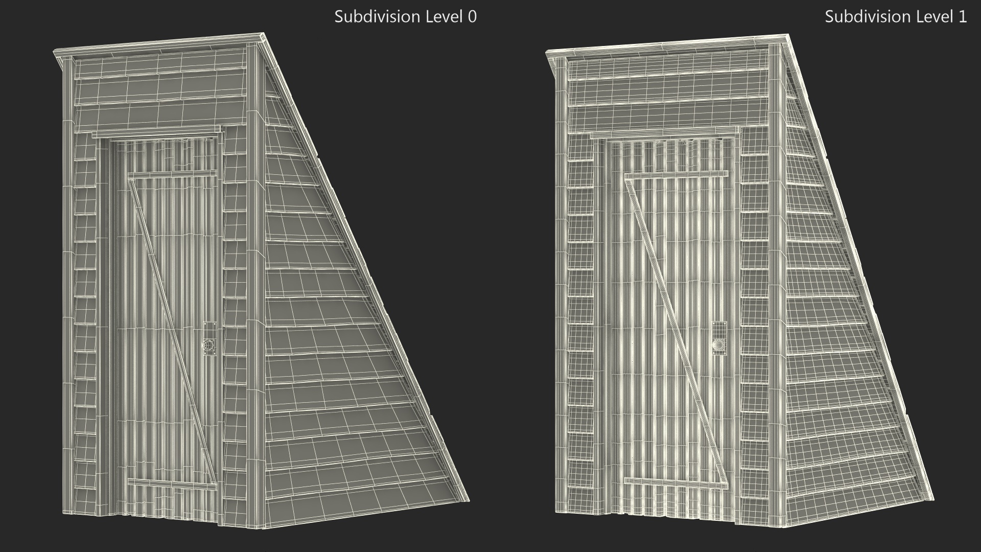 3D Vintage Wooden Rooftop Stair Exit Blue model