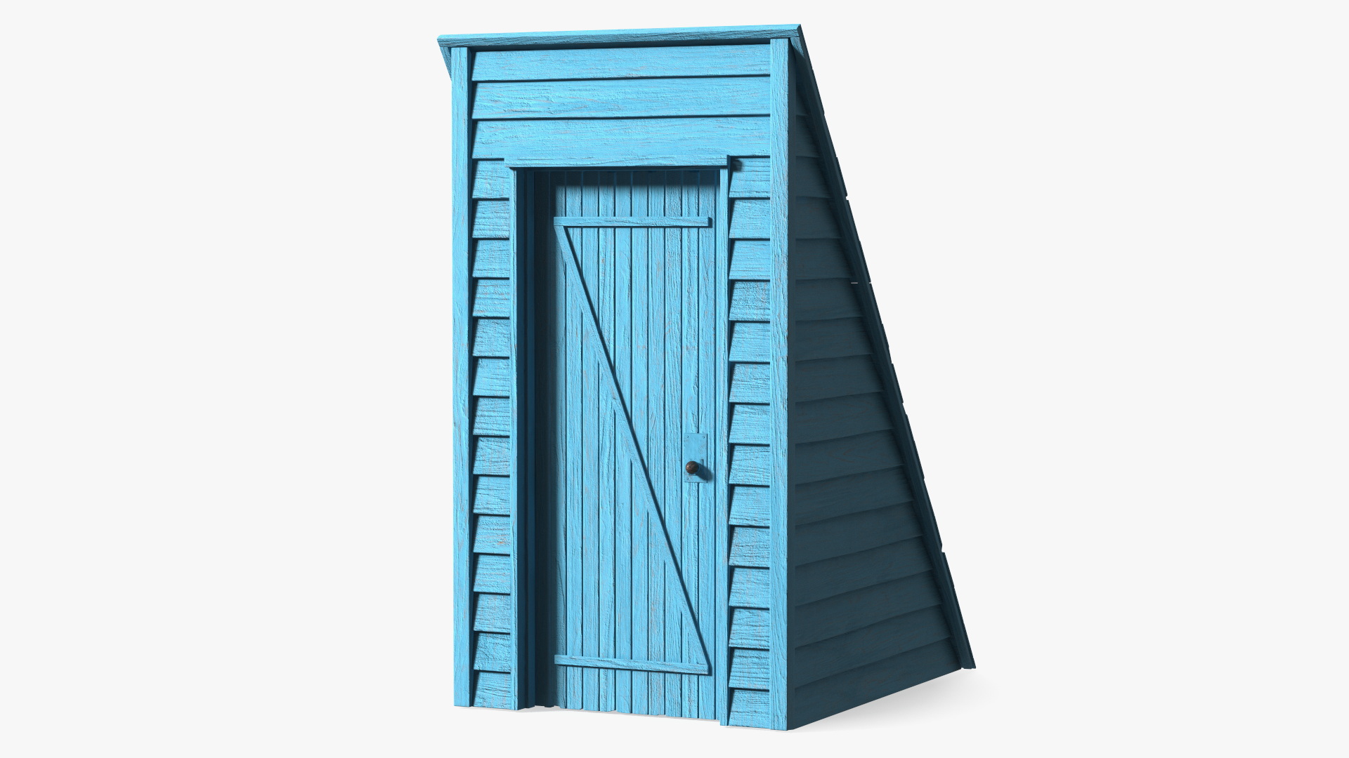 3D Vintage Wooden Rooftop Stair Exit Blue model
