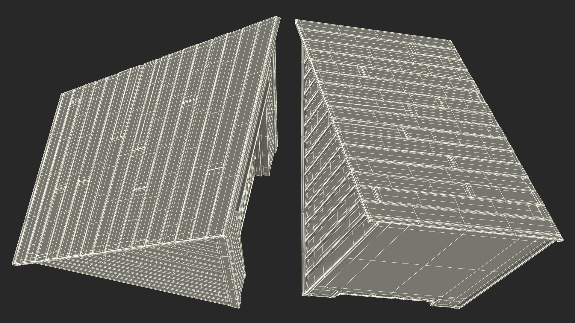 3D Vintage Wooden Rooftop Stair Exit Blue model