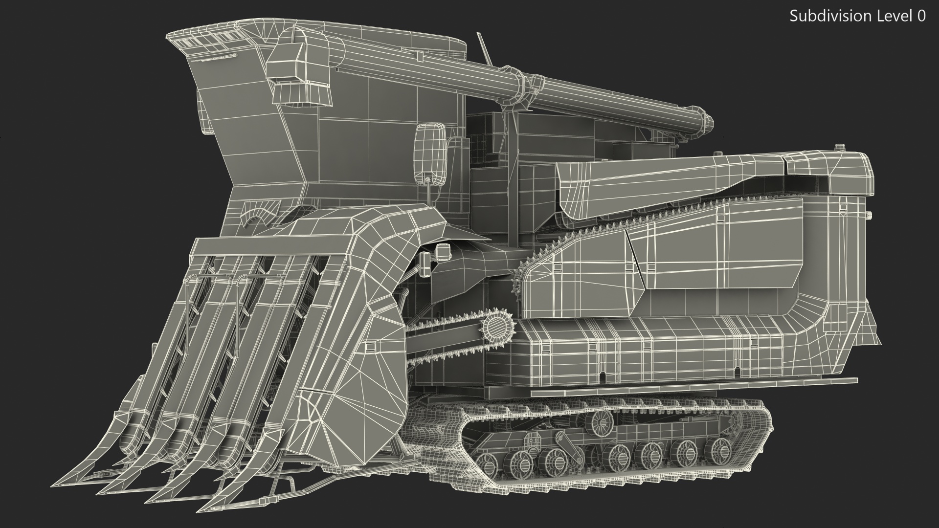 Rice Combine Harvester Rigged 3D model