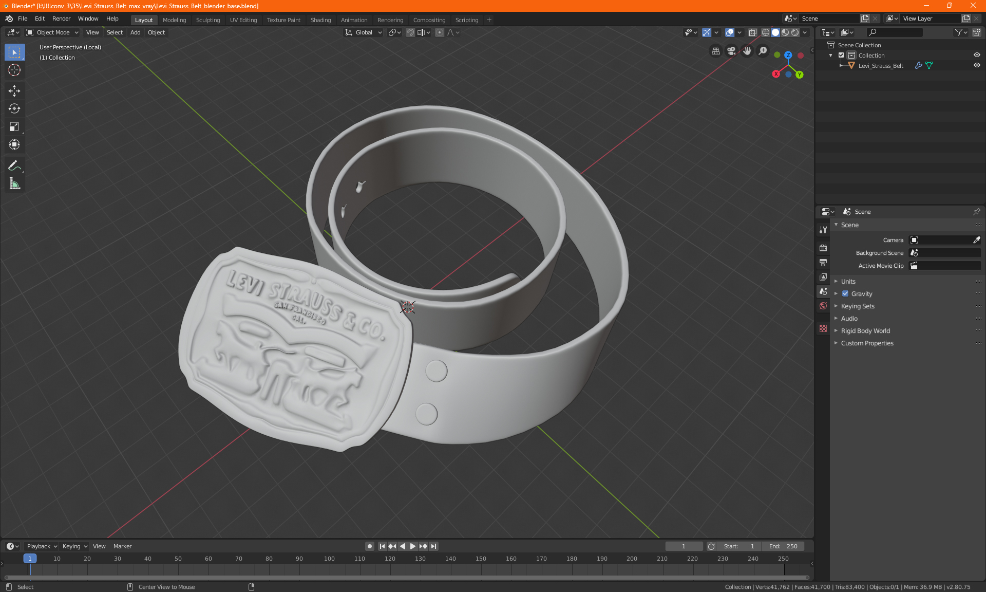 Levi Strauss Belt 3D