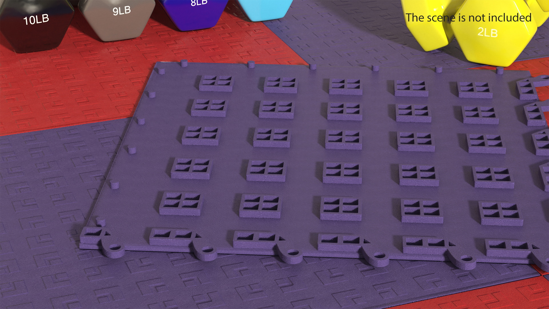 Interlocking Floor Mat Tile Blue 3D
