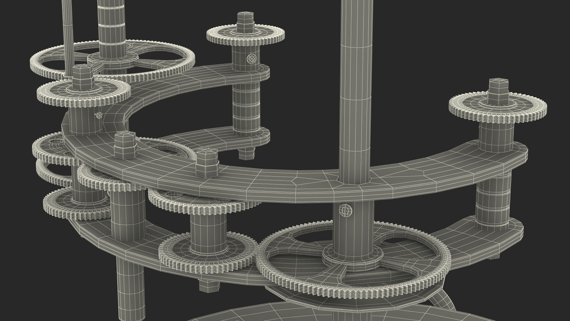 3D Vintage Brass Solar System Orrery model