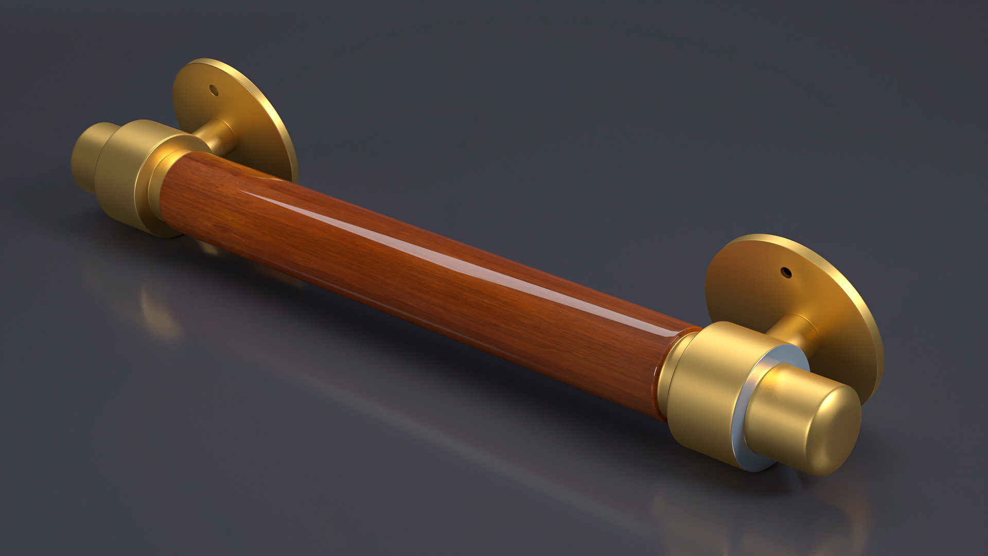 3D model Door Gold Handle with Wooden Insert