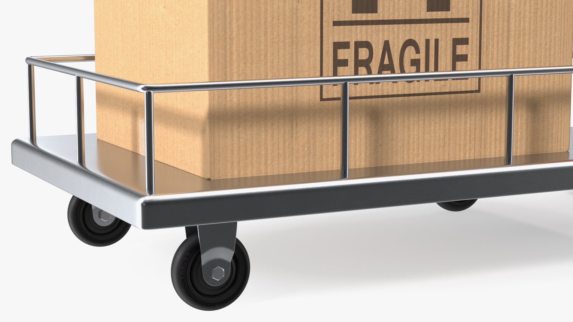 Worker with Trolley Low Platform Railing Cardboard Boxes Rigged Fur 3D