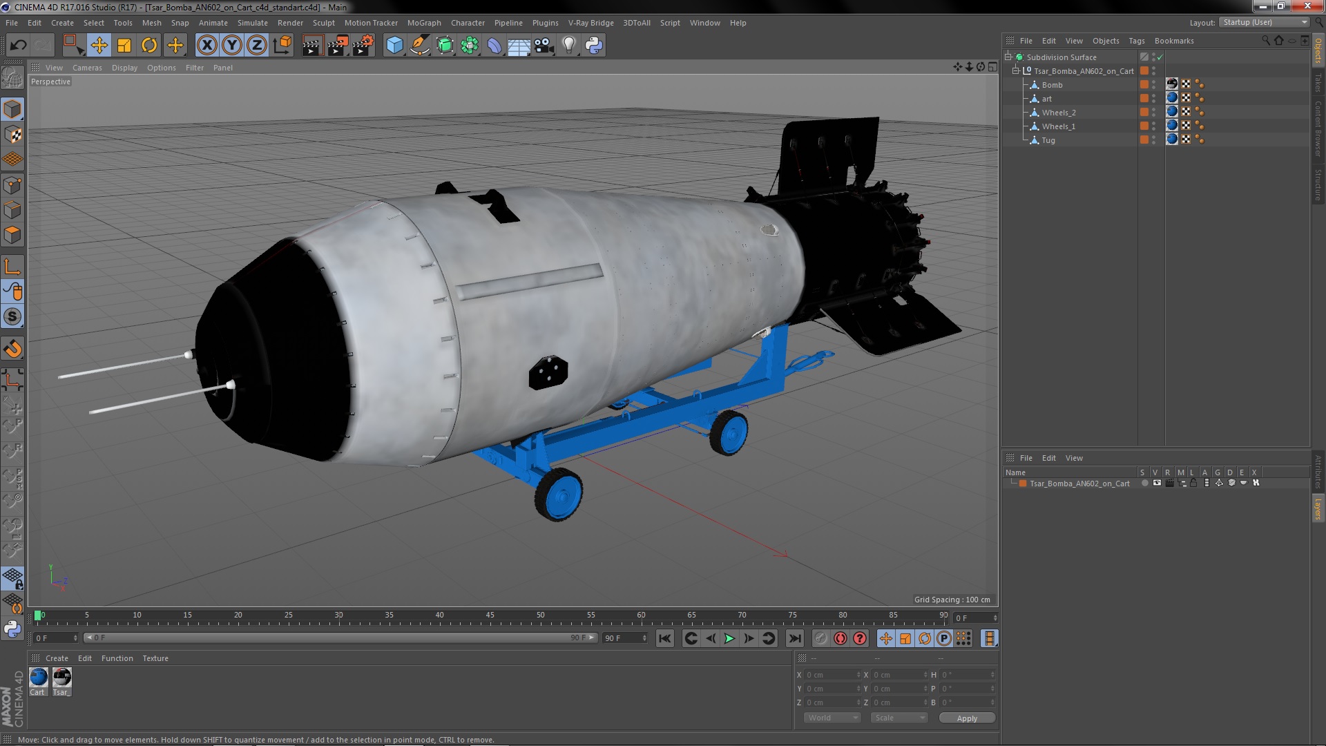 Tsar Bomba AN602 on Cart 3D model