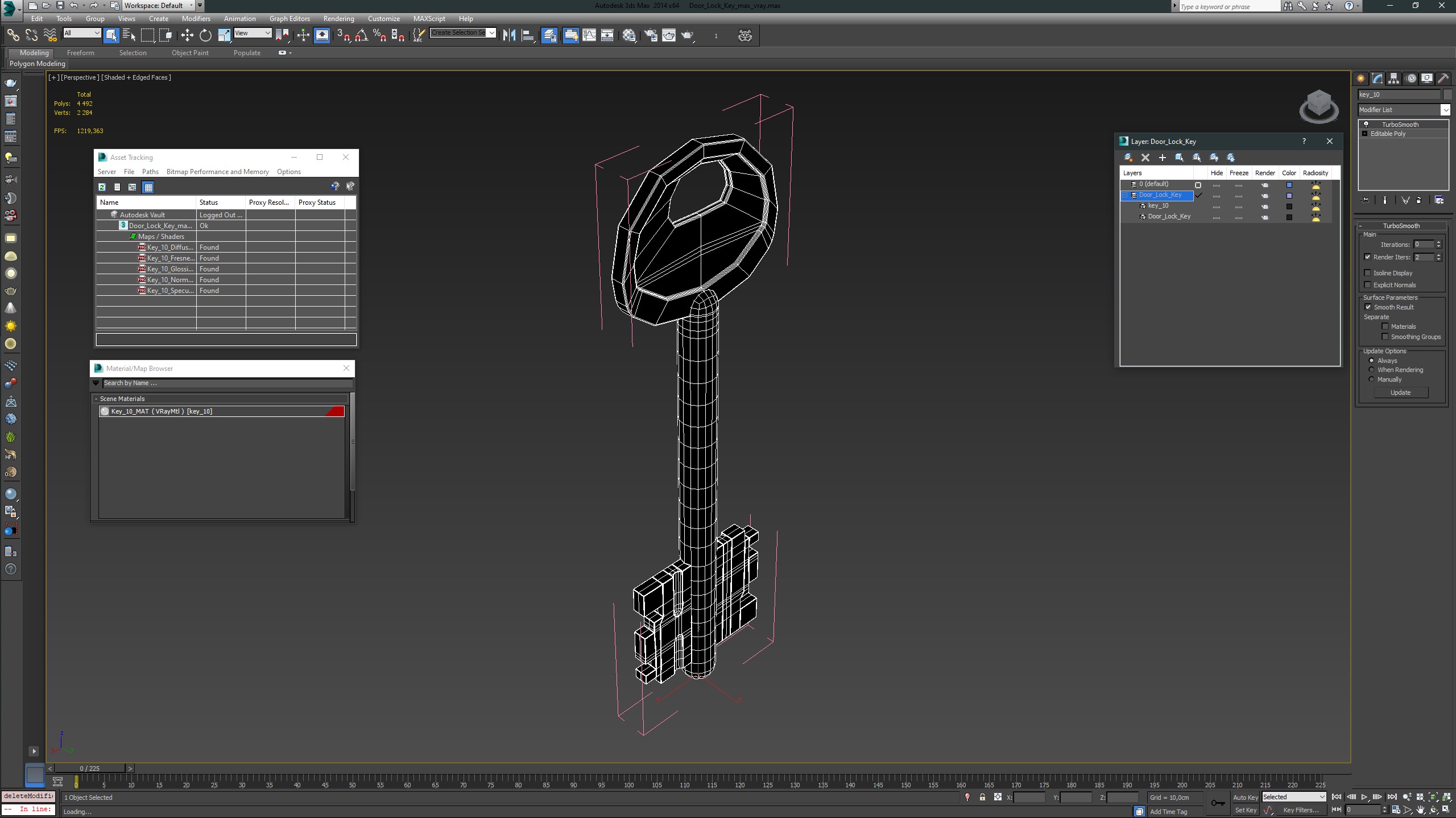 3D Door Lock Key model