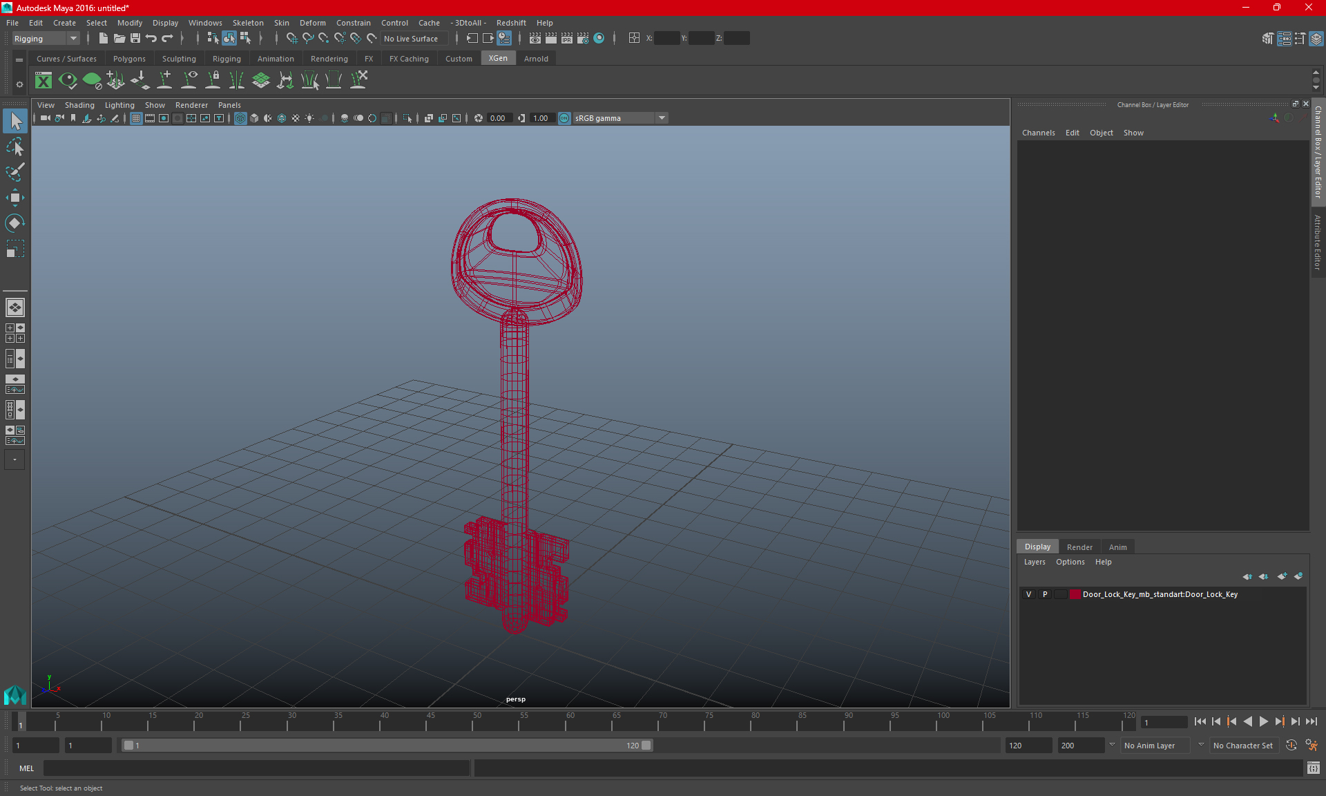3D Door Lock Key model