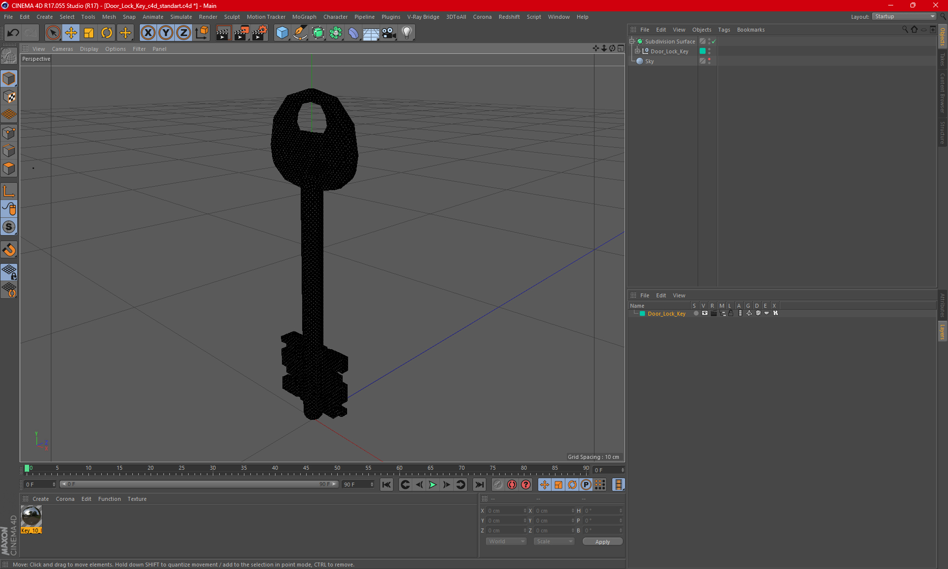3D Door Lock Key model