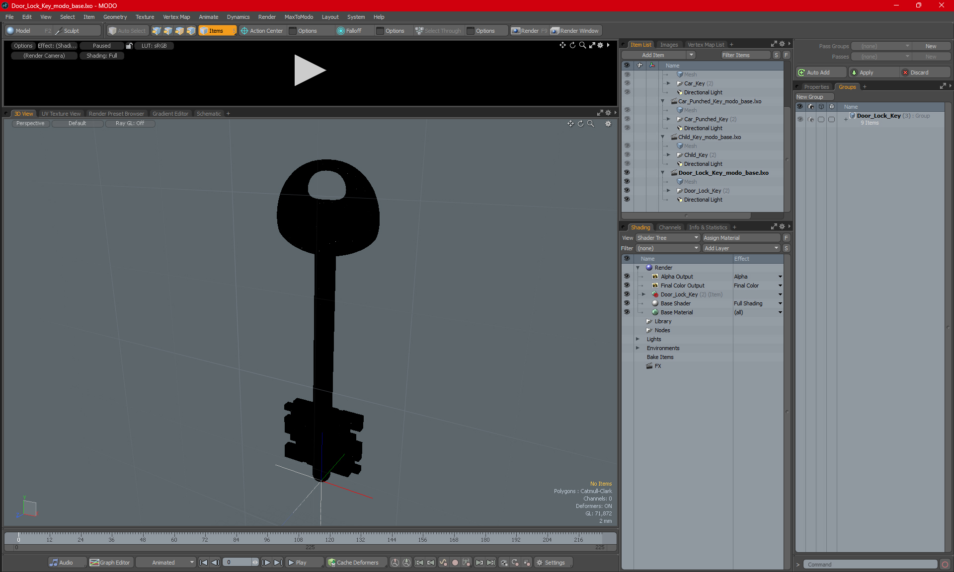 3D Door Lock Key model
