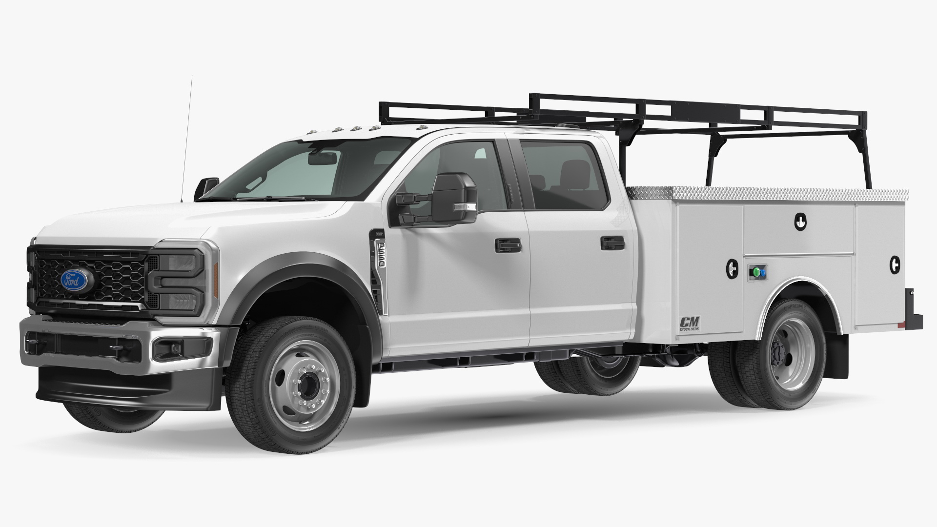 3D White Ford Super Duty F550 with Service Body Rigged