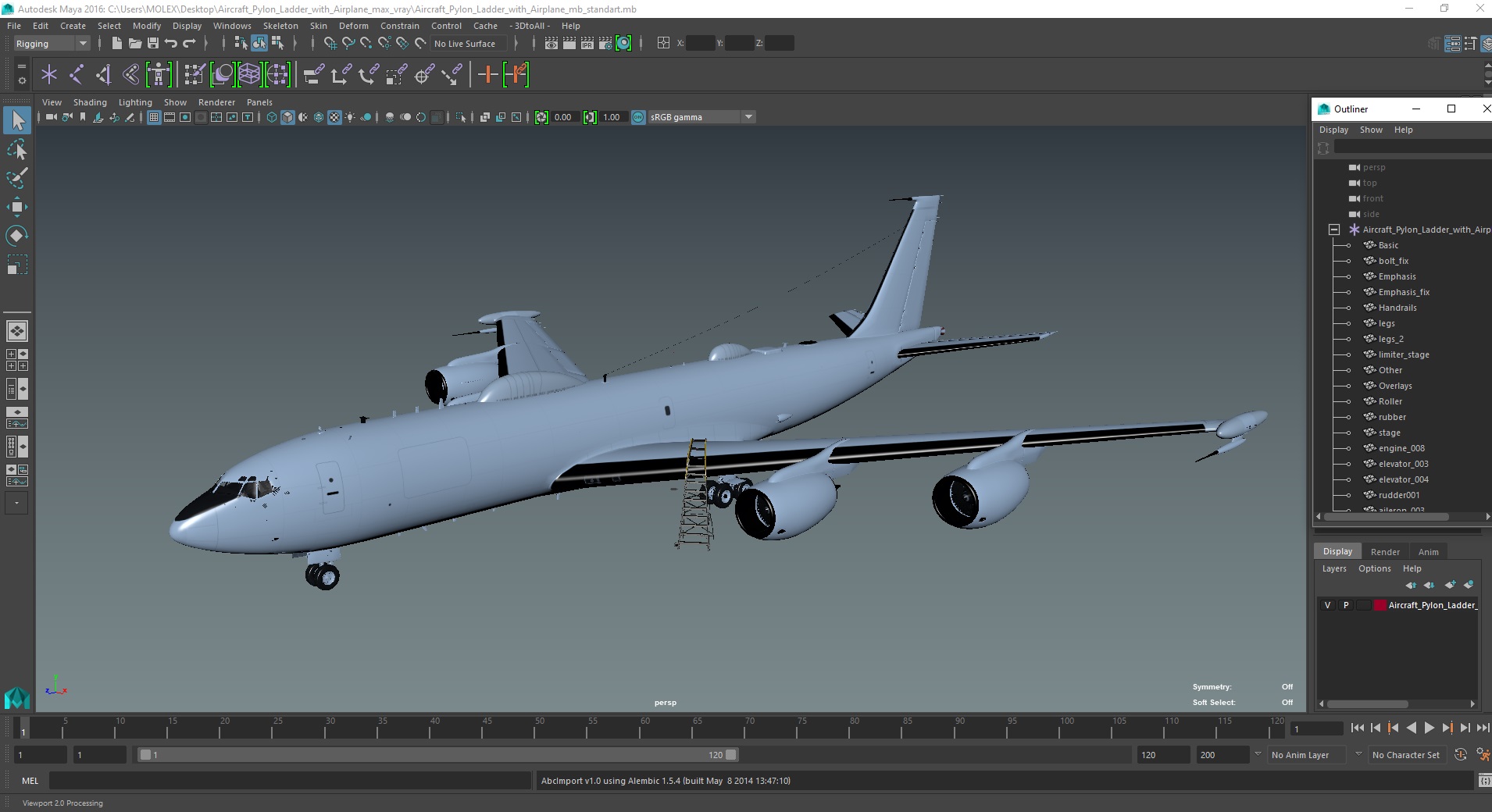 3D model Aircraft Pylon Ladder with Airplane